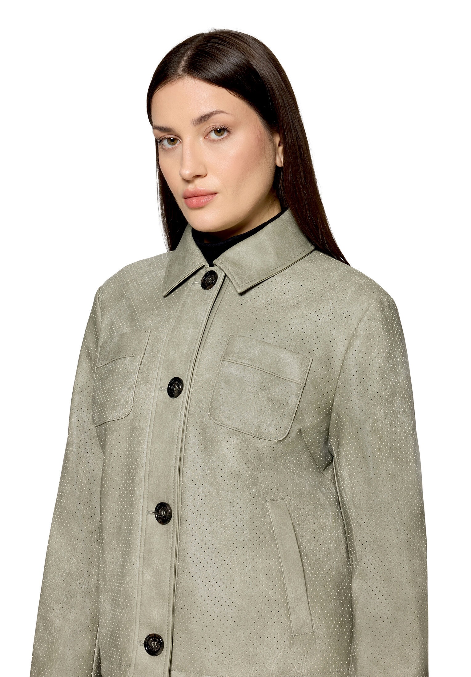 Amber & June Lederjacke »Damen mit Kragen«