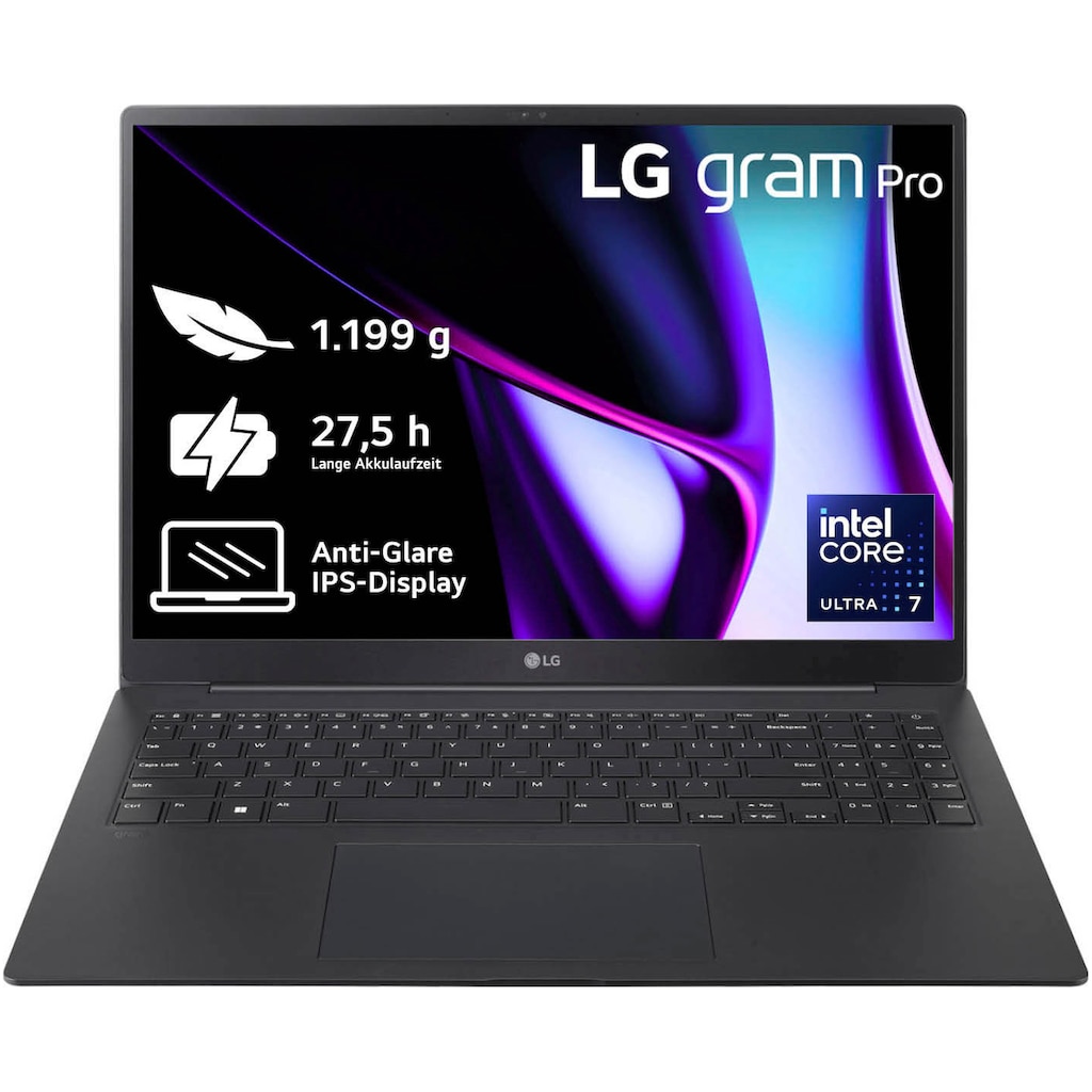 LG Business-Notebook »Gram Pro 16 Ultralight Laptop, IPS-Display, 32GB RAM, Windows 11 Home,«, 40,6 cm, / 16 Zoll, Intel, Core Ultra 7, ARC, 2000 GB SSD, 16Z90SP-G.AD7BG, 2024