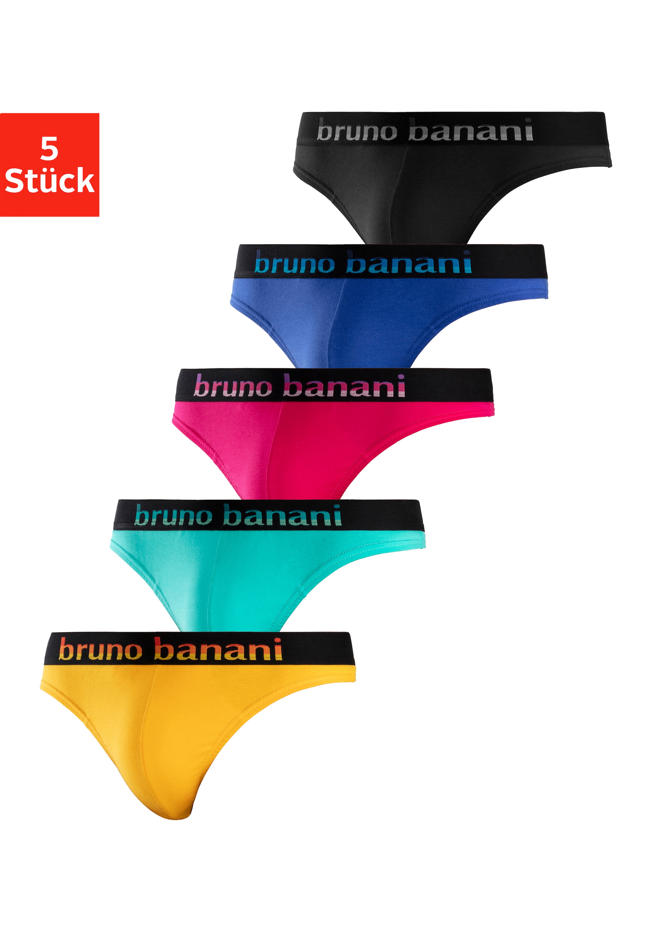 Bruno Banani String Packung, 5 Stk. mit Streifen Logo Webbund günstig online kaufen