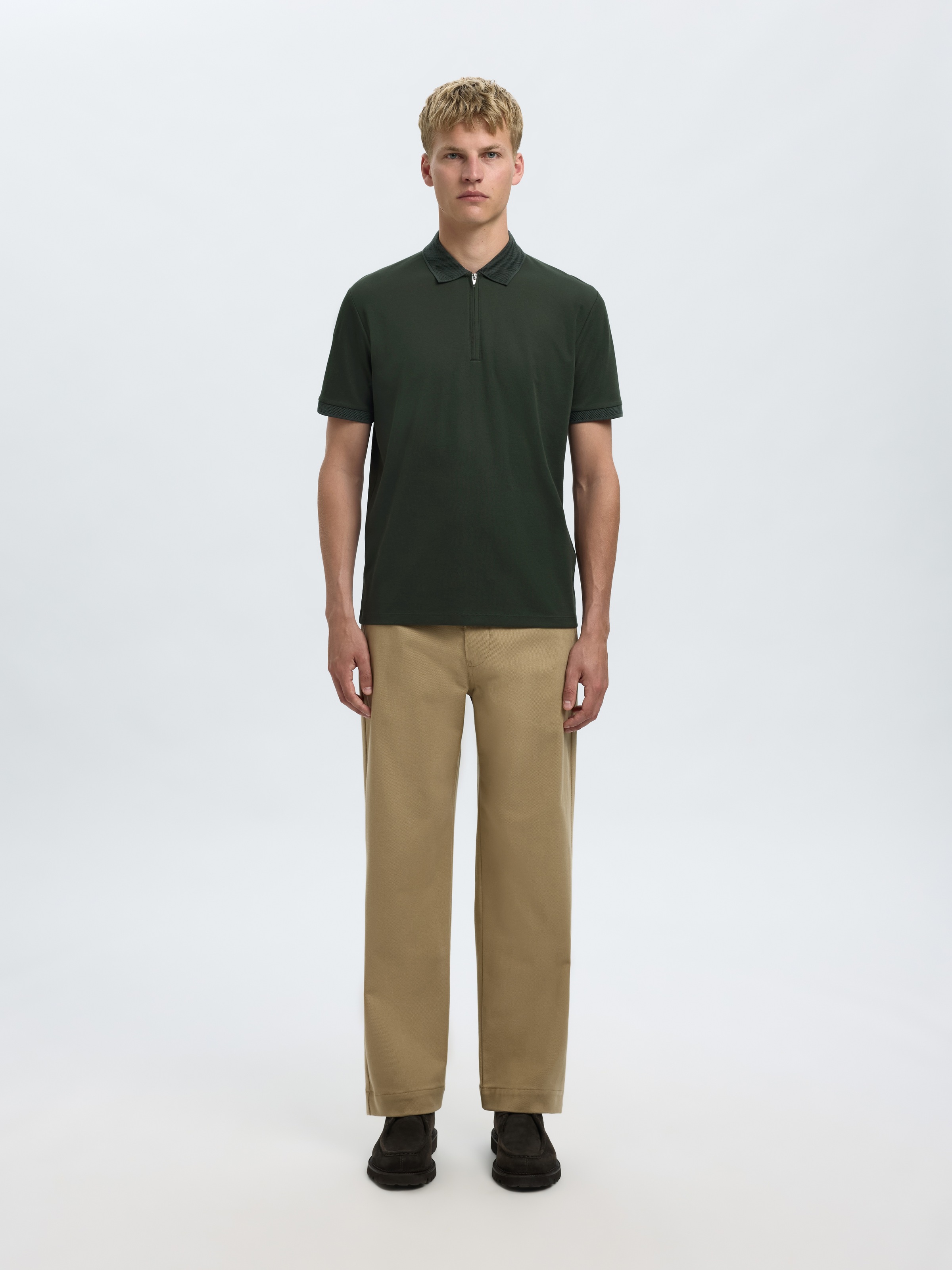 Thumbnail - SELECTED Poloshirt "SLHFAVE ZIP SS POLO NOOS" Baumwollmischung, regular fit