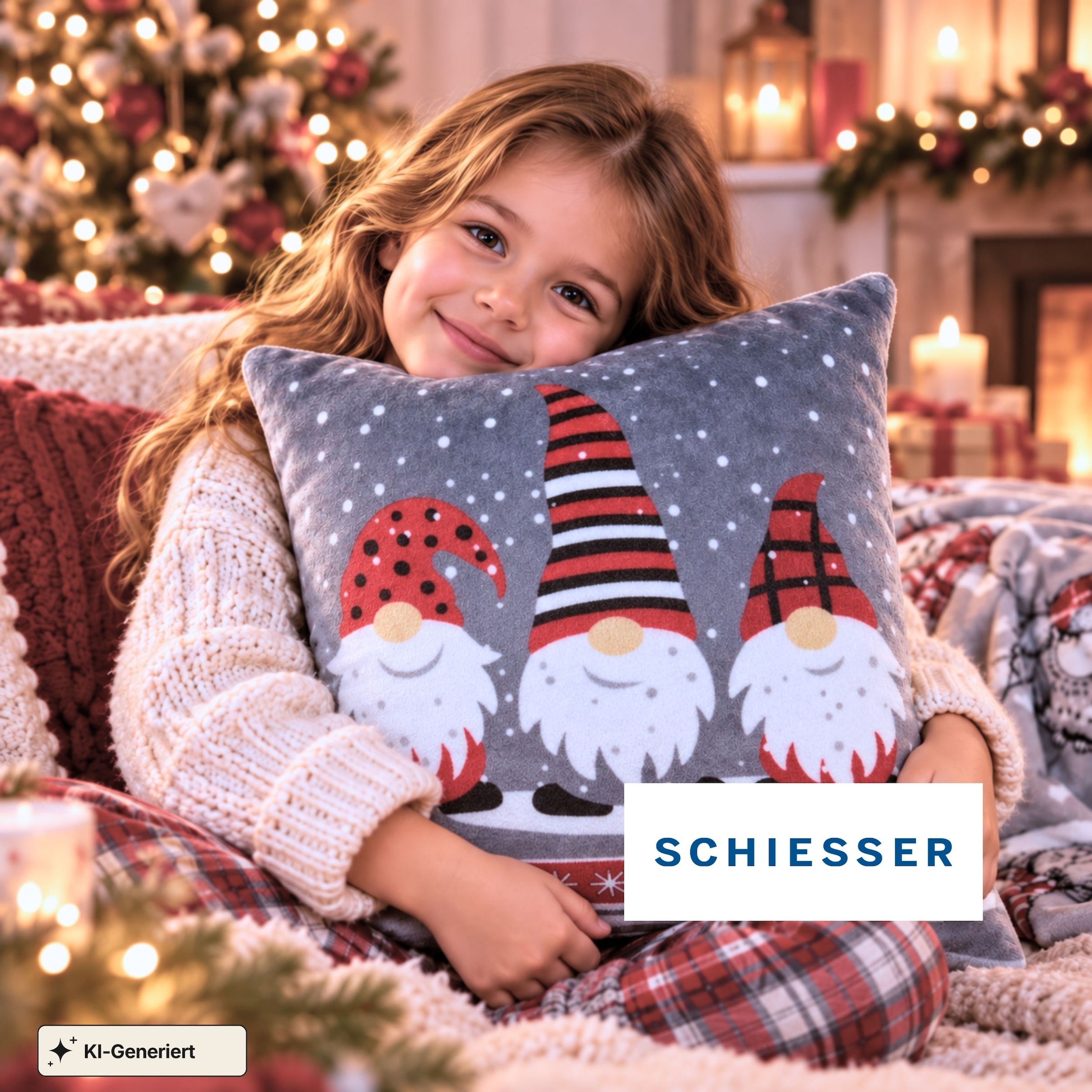 Schiesser Dekokissen »Dekokissen Wichtel, weiches Zierkissen mit weihnachtlichem Motiv« OEKO-TEX STANDARD 100