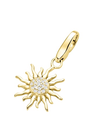 Charm-Einhänger »Sonne mit Zirkonia, vergoldet, Silber 925«