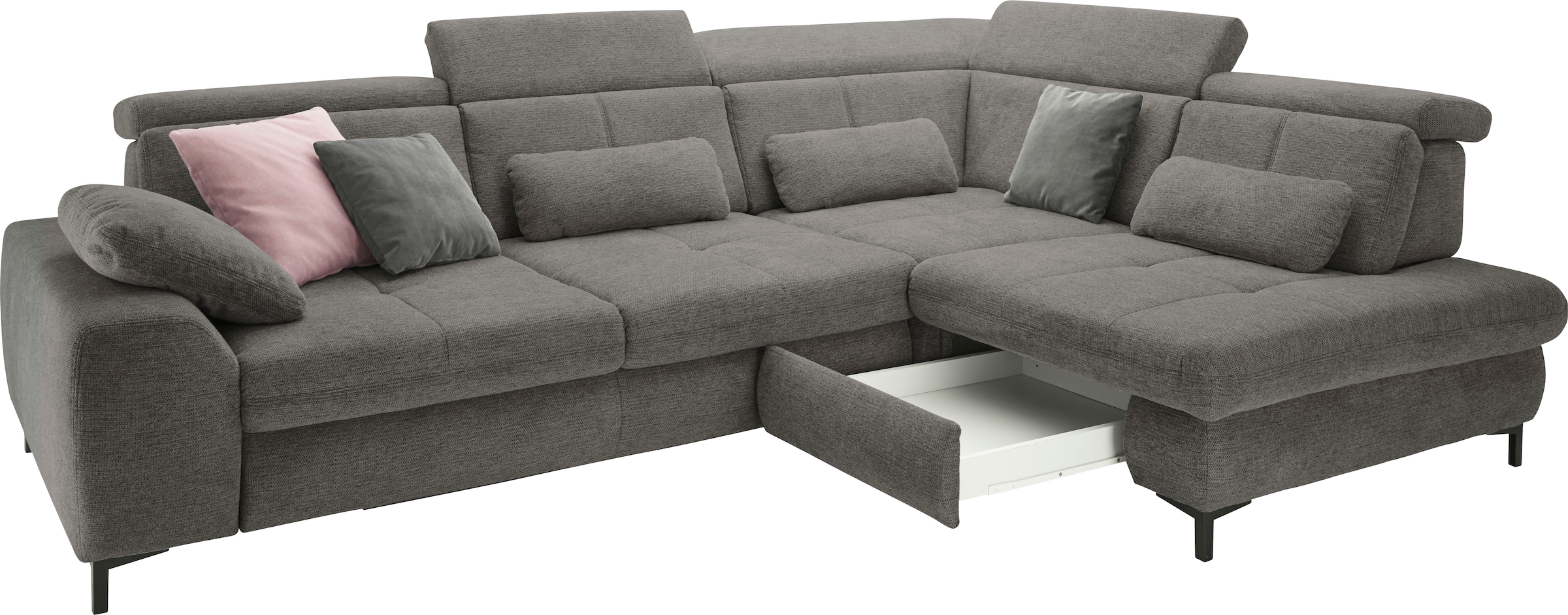 set one by Musterring Ecksofa »SO 3400 Sitzhöhe 47cm oder 49cm, Sitztiefe verstellbar, B/T 317/220 cm«, Kaltschaumpolsterung, Flachgewebe, whlw. mit weiteren Funktionen