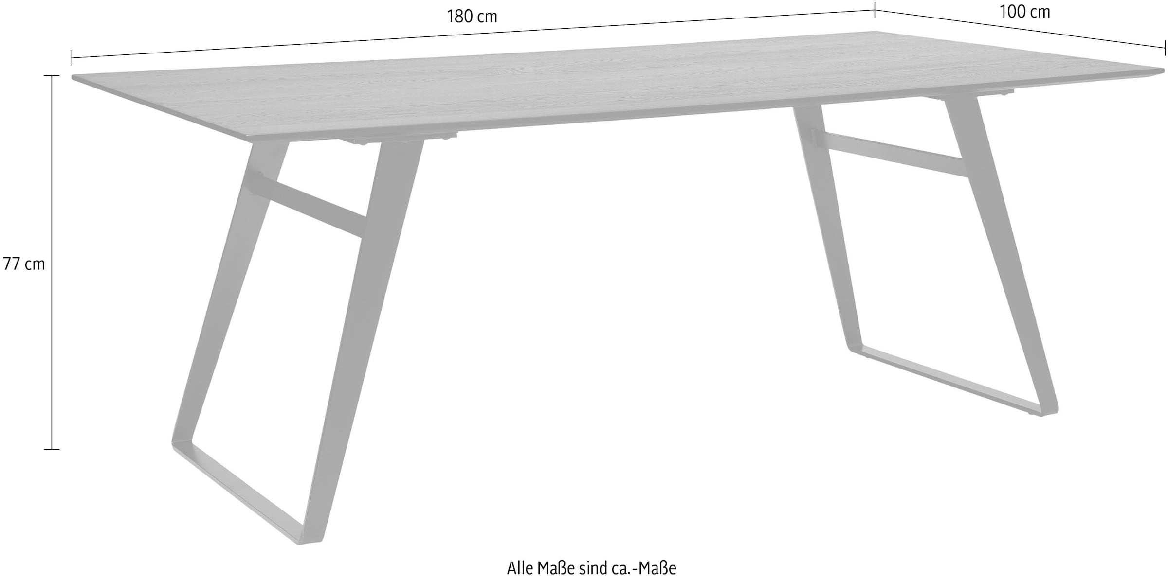 Musterring Esstisch, HPL-Platte in Zement-Design, Bügelgestell schwarz, drei Größen