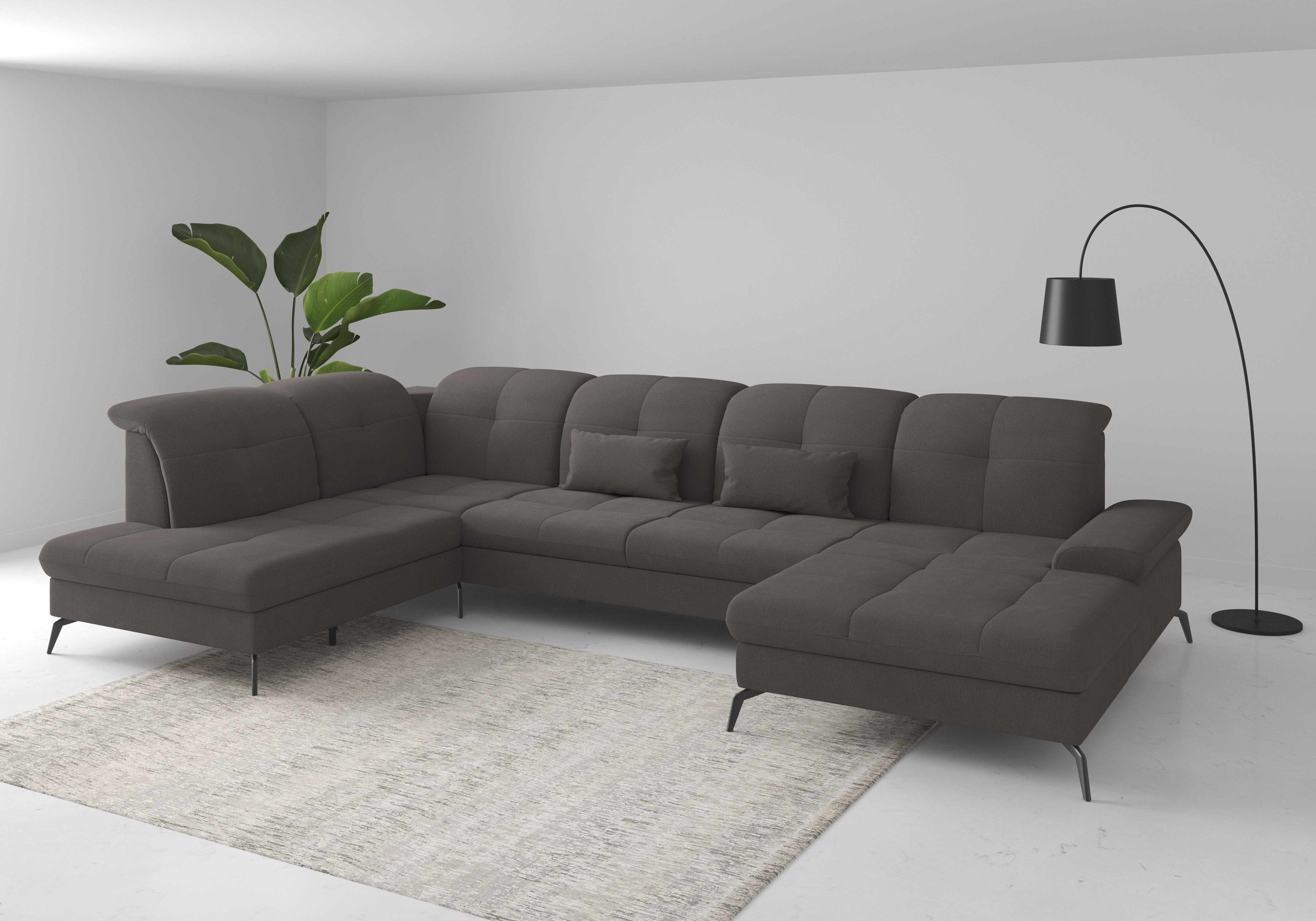 sit&more Wohnlandschaft "Amica, U-Form, inkl. Sitztiefenverstellung und Armteilverstellung" wahlweise mit Kopfteilverstellung, Schlaffunktion und Bettkasten