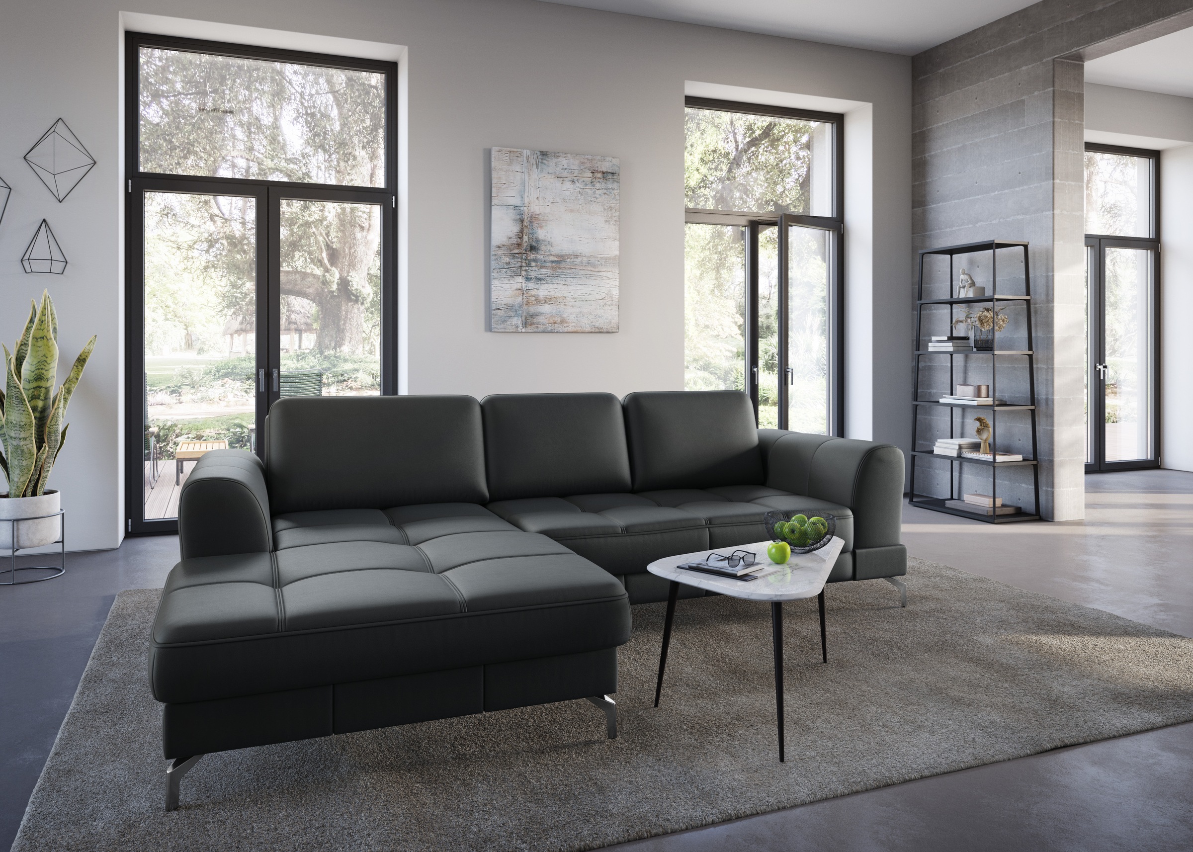 sit&more Ecksofa "Bendigo L-Form" inklusive Sitztiefenverstellung, Bodenfreiheit 12 cm, in 2 Fußfarben
