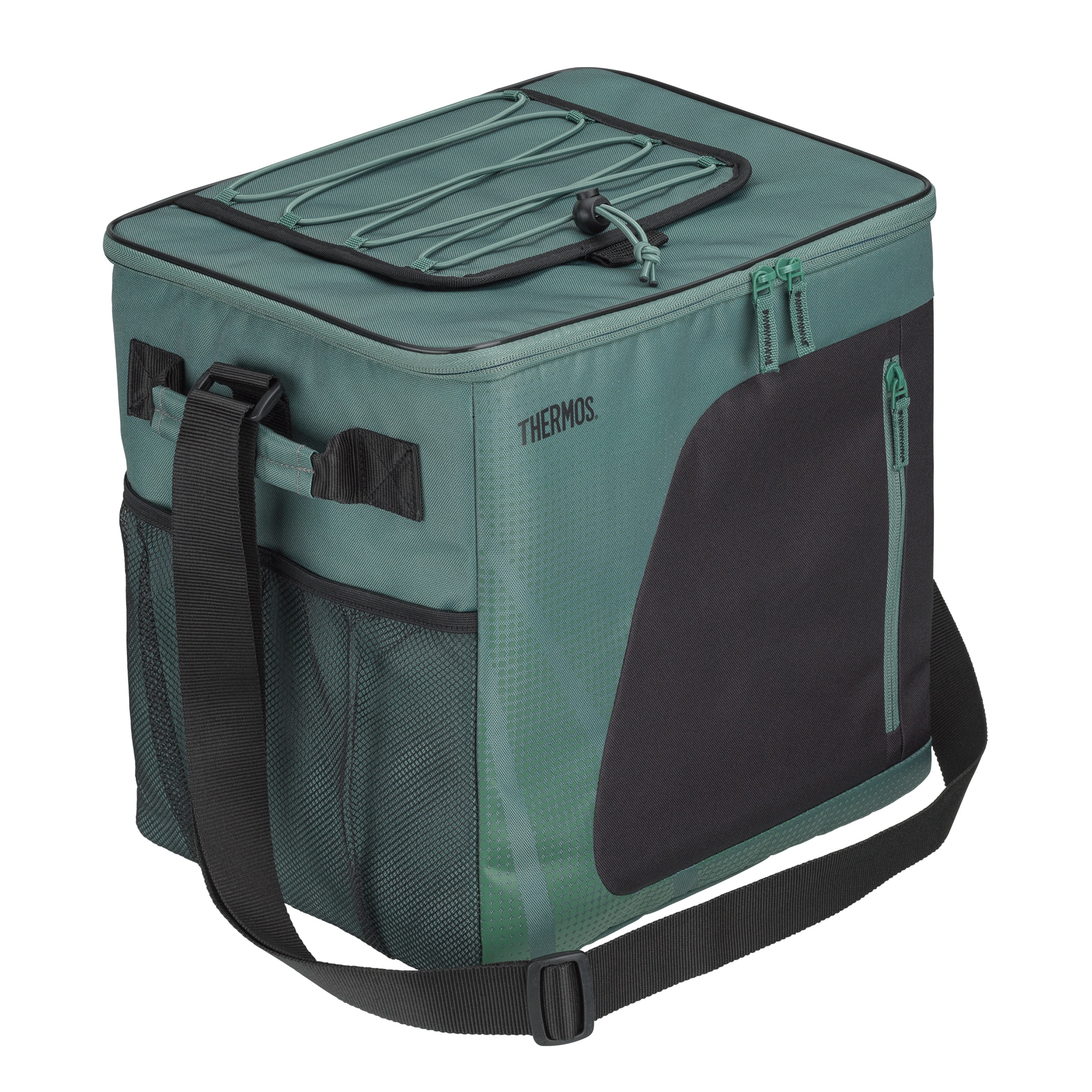 THERMOS Kühltasche "ICON Cooler mit praktischen Tragenetzen", grün, Kühlboxen, IsoTec Premium-Schichtisolierung, verstellbarer Tragegurt