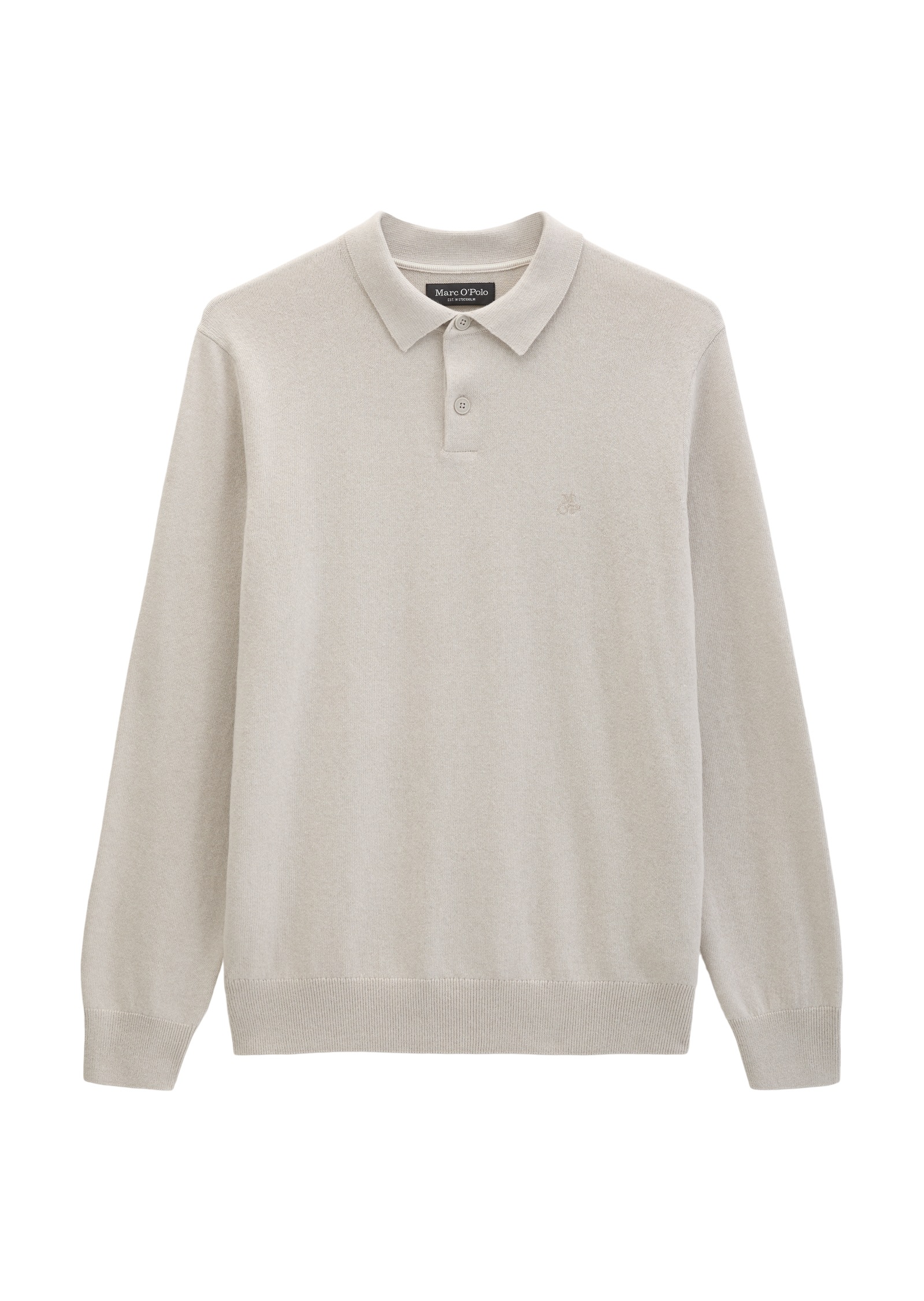 Marc O'Polo Langarm-Poloshirt regular aus softem Bio-Bauwoll-Schurwoll-Mix