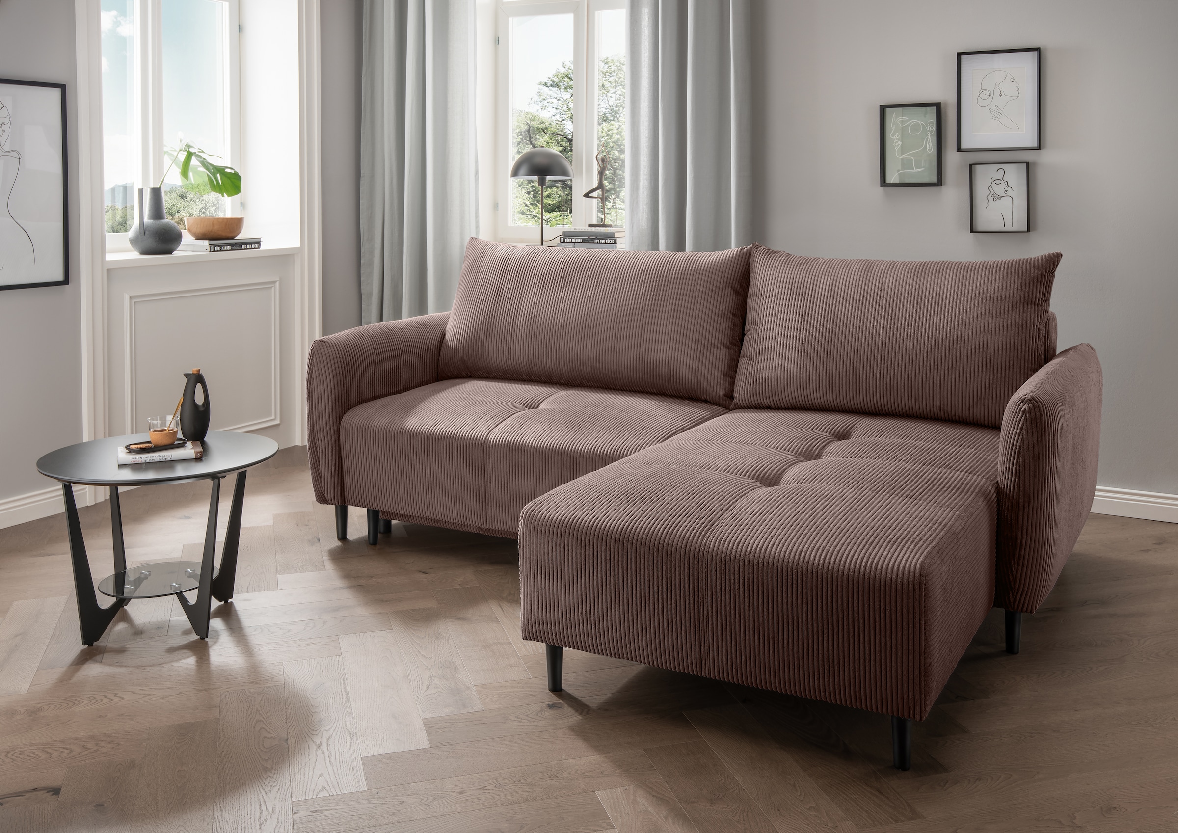 Home affaire Ecksofa "Mara, L-Form, aktueller Cord Bezug und tolle Farben, günstig online kaufen