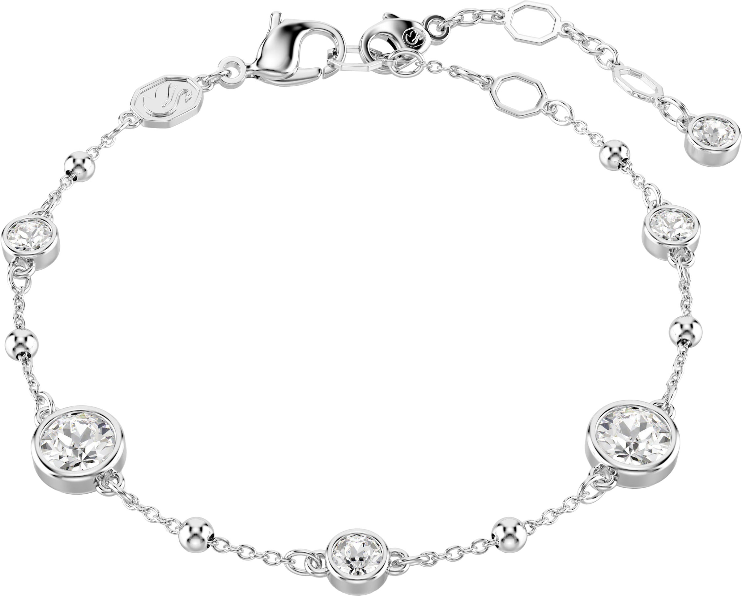 Armkette SWAROVSKI "Schmuck Geschenk Imber Armband" Gr. M, silber (metallfarben, kristallweiß, kristallweiß), Armbänder, Damen, M, Metall, Armkette, mit Swarovski Kristall 3