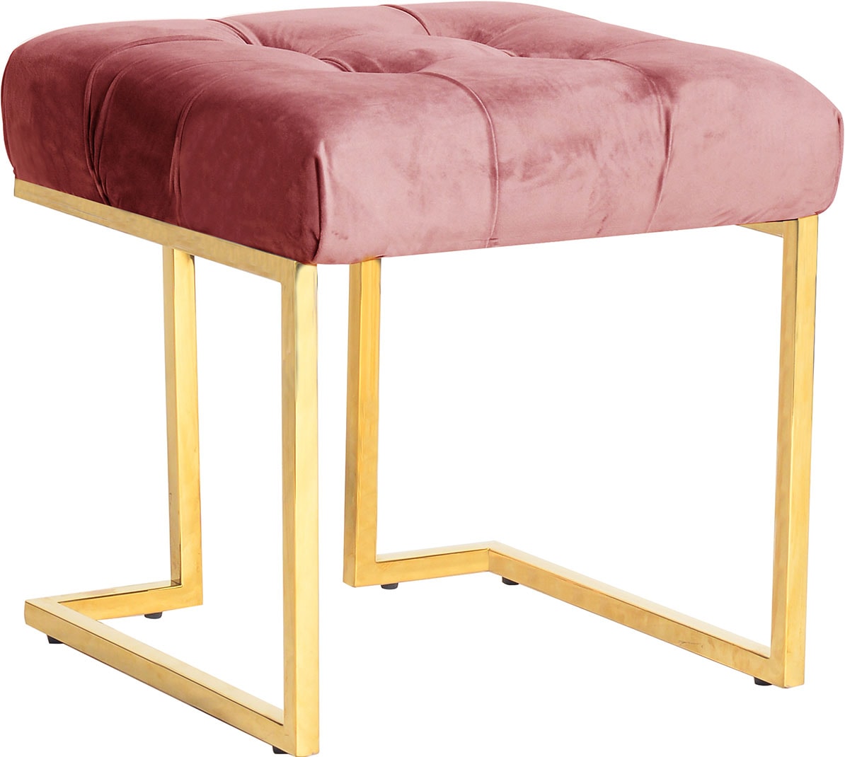 Kayoom Polsterhocker "Hocker Rarity 125, Edler Touch durch goldenes Gestell" 1 Stk. tlg. eckig, samtweich, gesteppt, mit Zierknöpfen, Edelstahlgestell