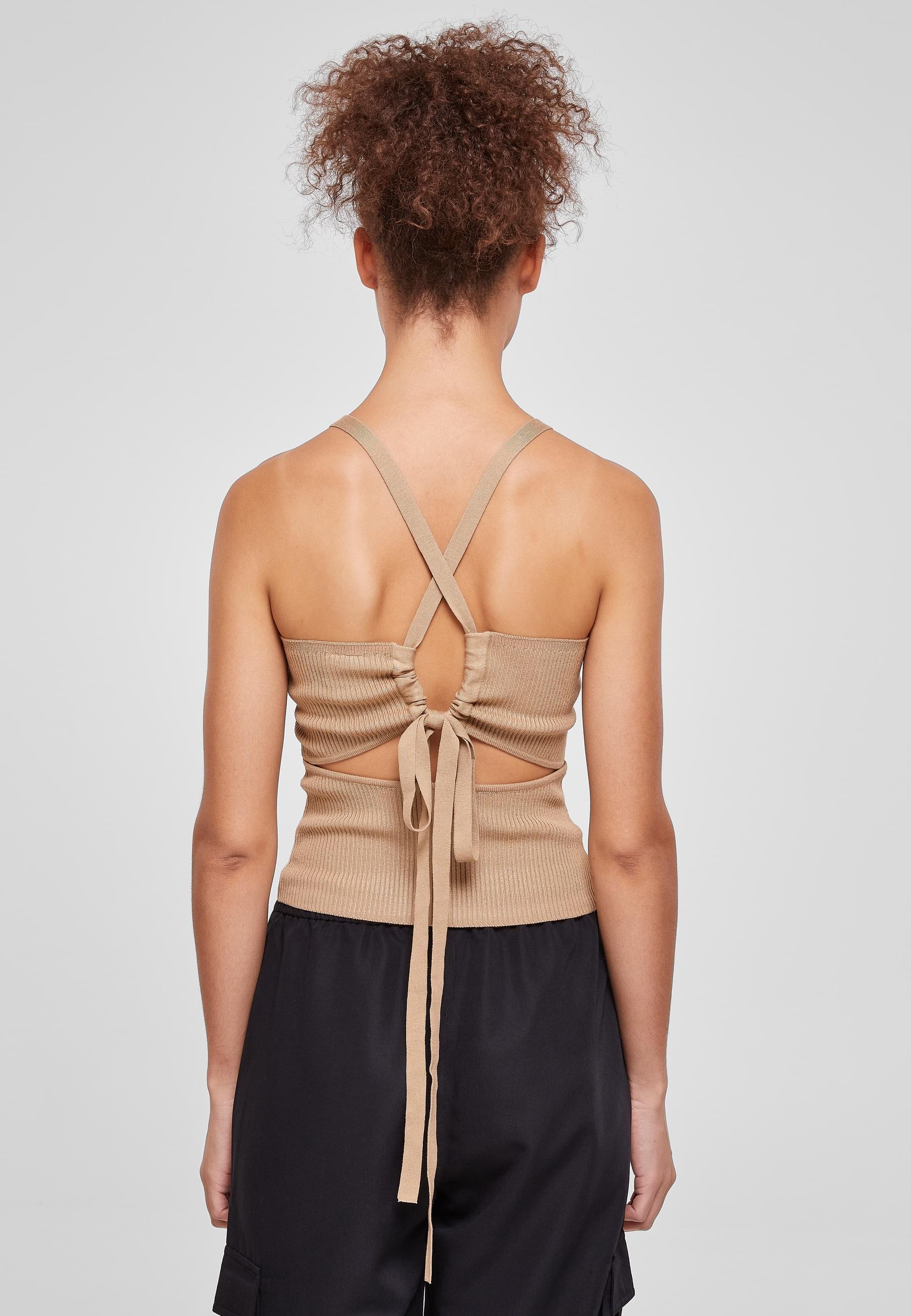 URBAN CLASSICS Muskelshirt »Urban Classics Damen Ladies Rib Knit Crossed Back Top«, (1 tlg.)