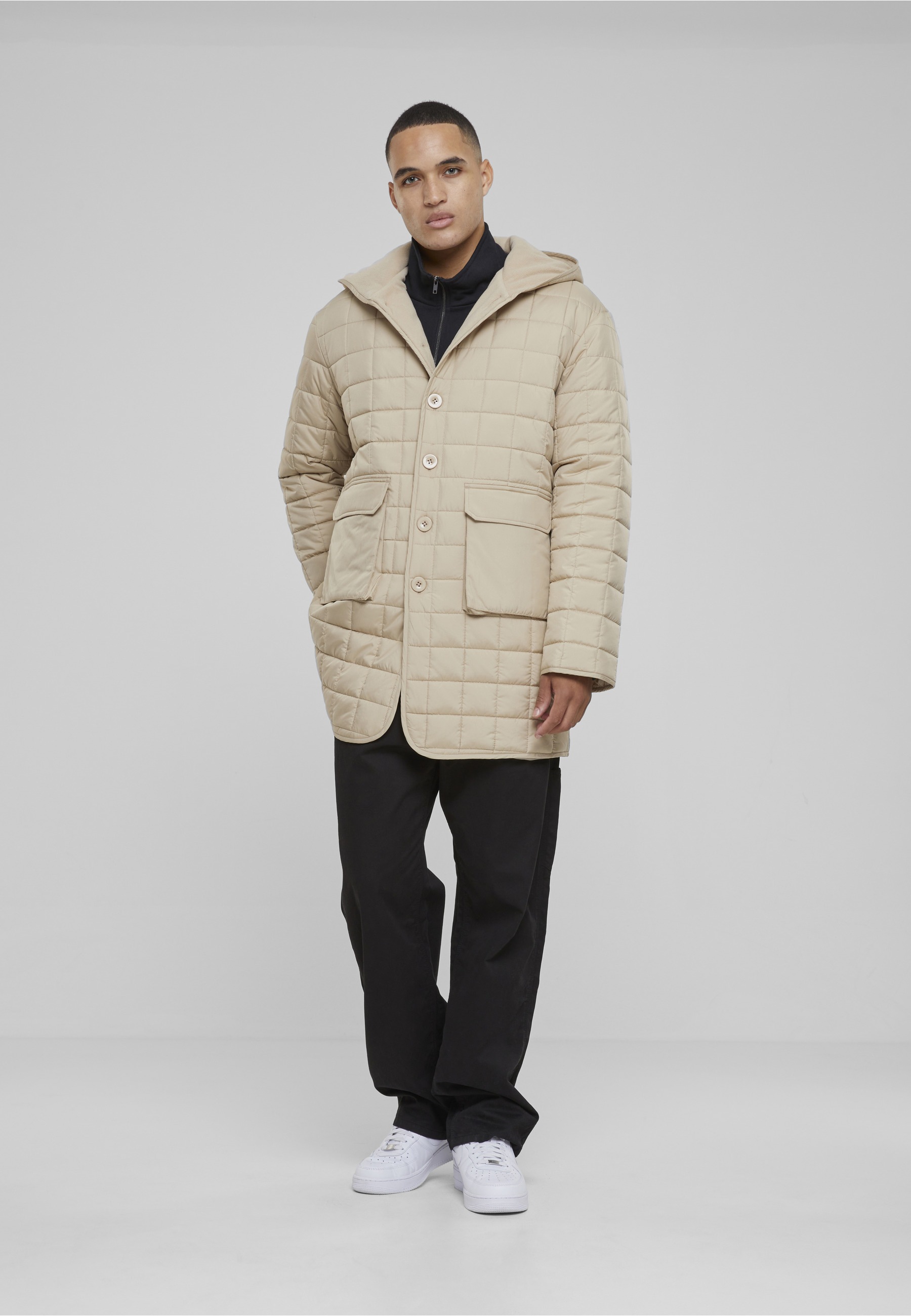 URBAN CLASSICS Winterjacke »Urban Classics Herren Polar Fleece Lined Parka« 1 Stk. tlg. mit Kapuze