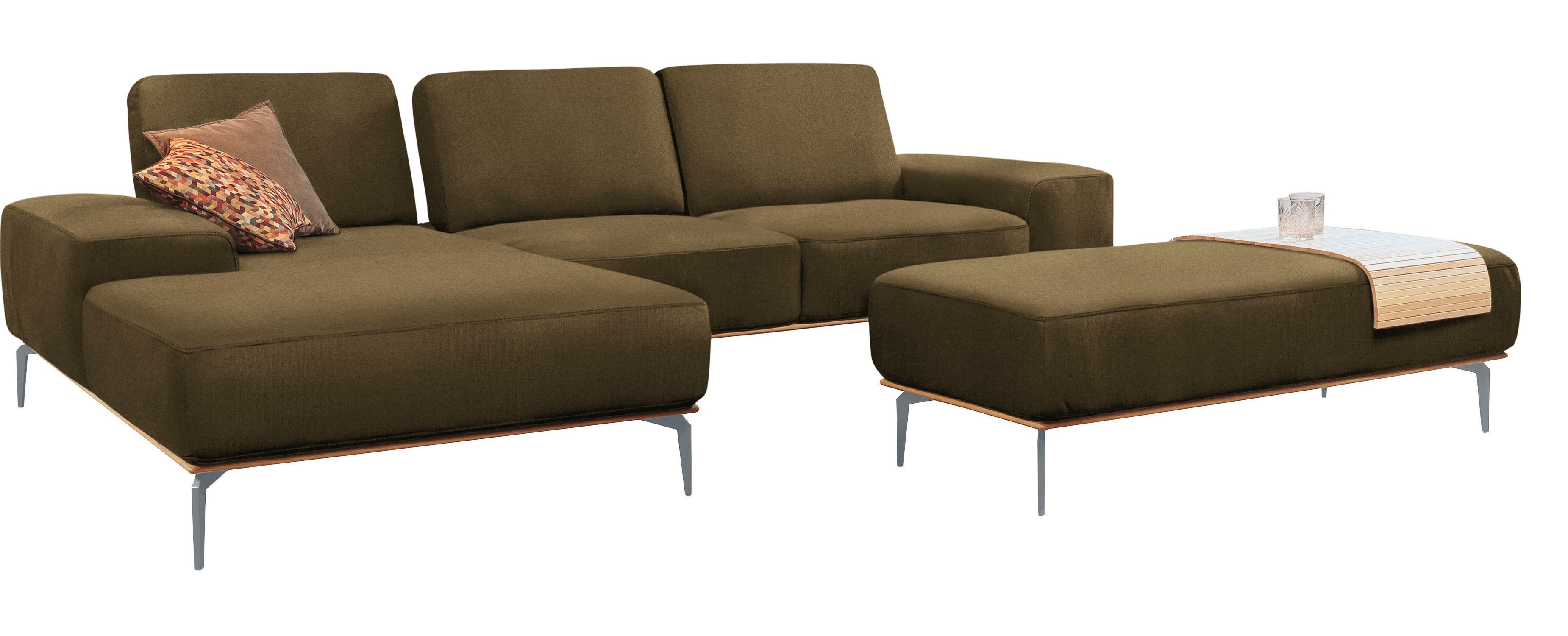 Thumbnail - W.SCHILLIG Ecksofa "run, Designsofa mit tollem Sitzkomfort, bequem, L-Form", mit elegantem Holzsockel, Füße in Silber ma...