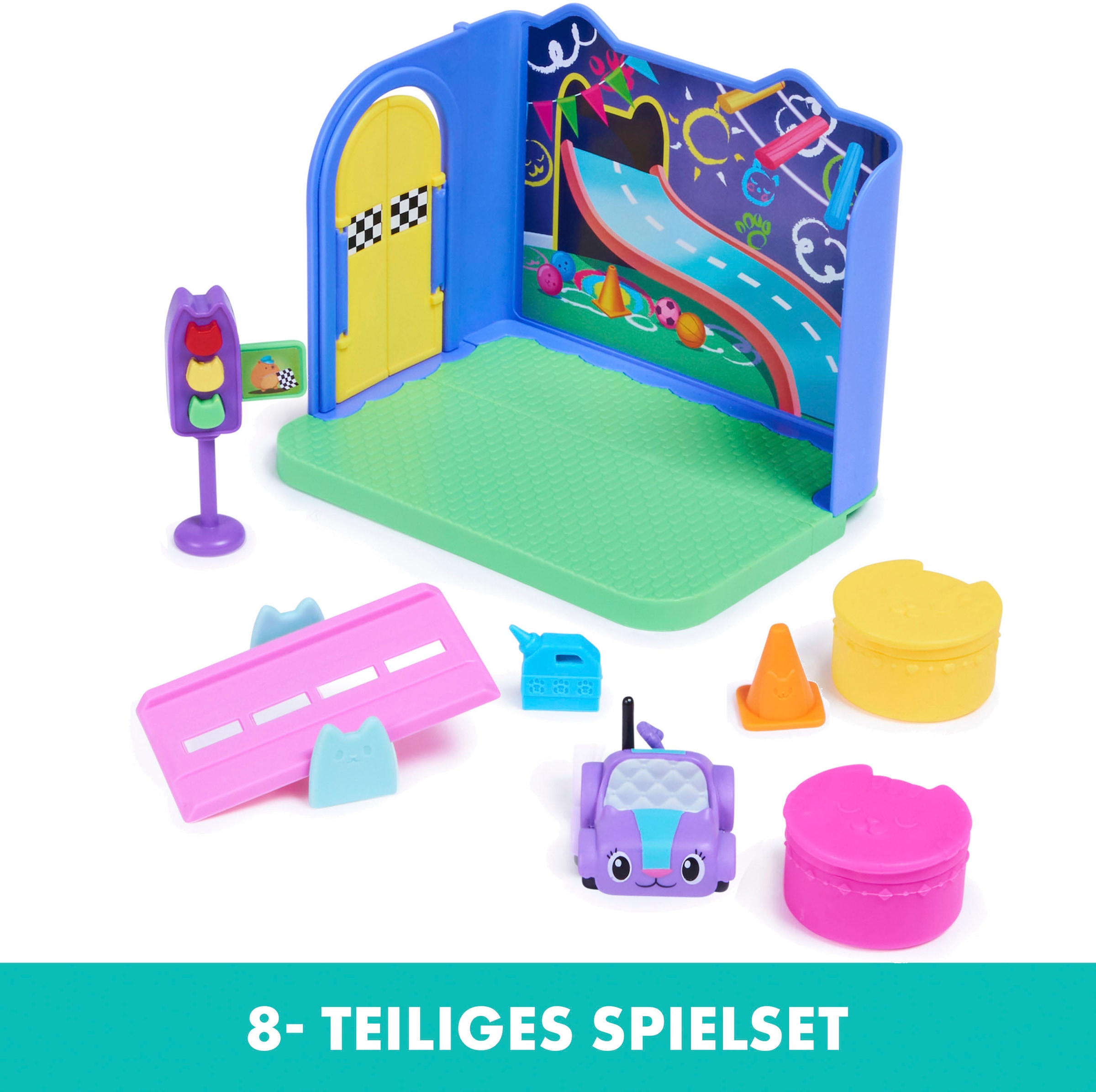 Spin Master Spielwelt »Gabby's Dollhouse – Deluxe Room – Carlita's Spielzimmer«, Spielzimmer mit Carlita Auto, Möbelstücken und thematischem Zubehör