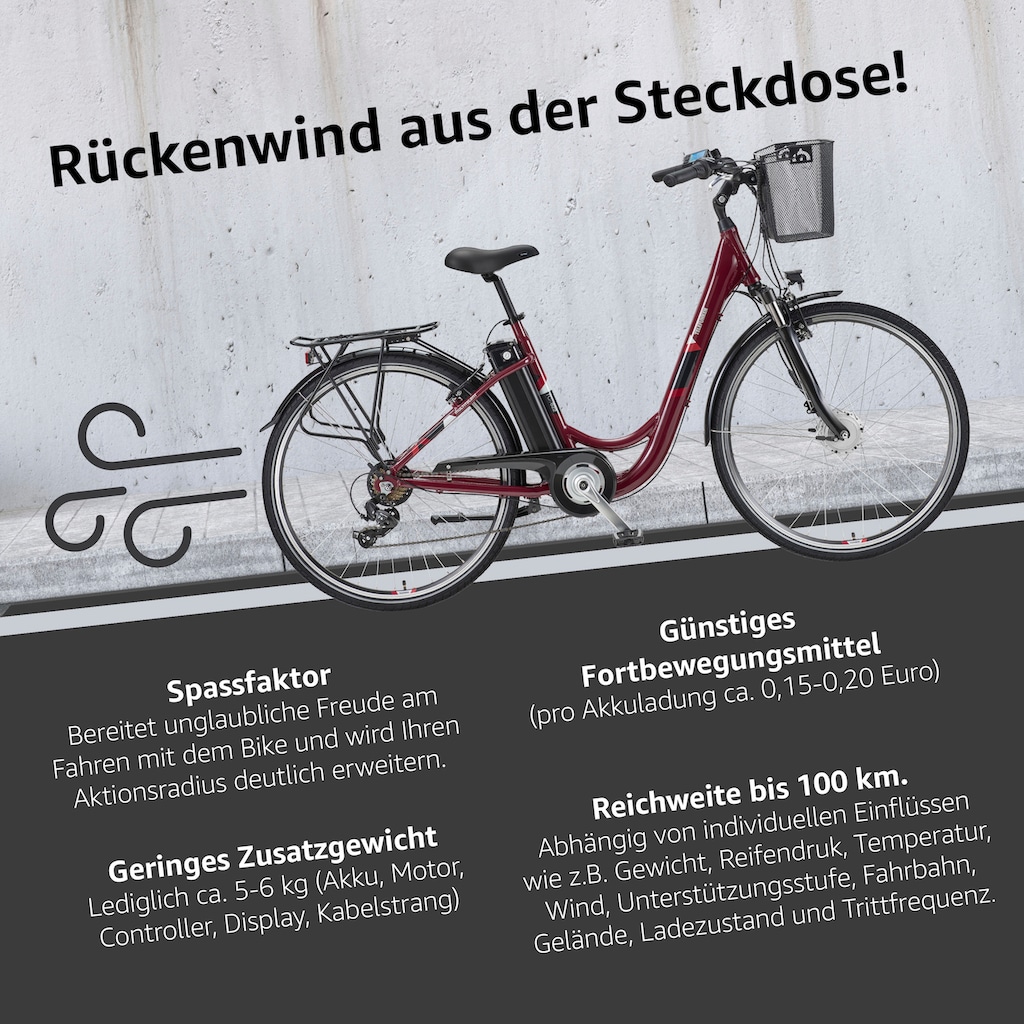 Telefunken E-Bike »Multitalent RC822«, 7 Gang, Shimano, Tourney, Frontmotor 250 W, (ca. 100 km Reichweite-2 V-Bremsen-Beleuchtung-Straßenzulassung)
