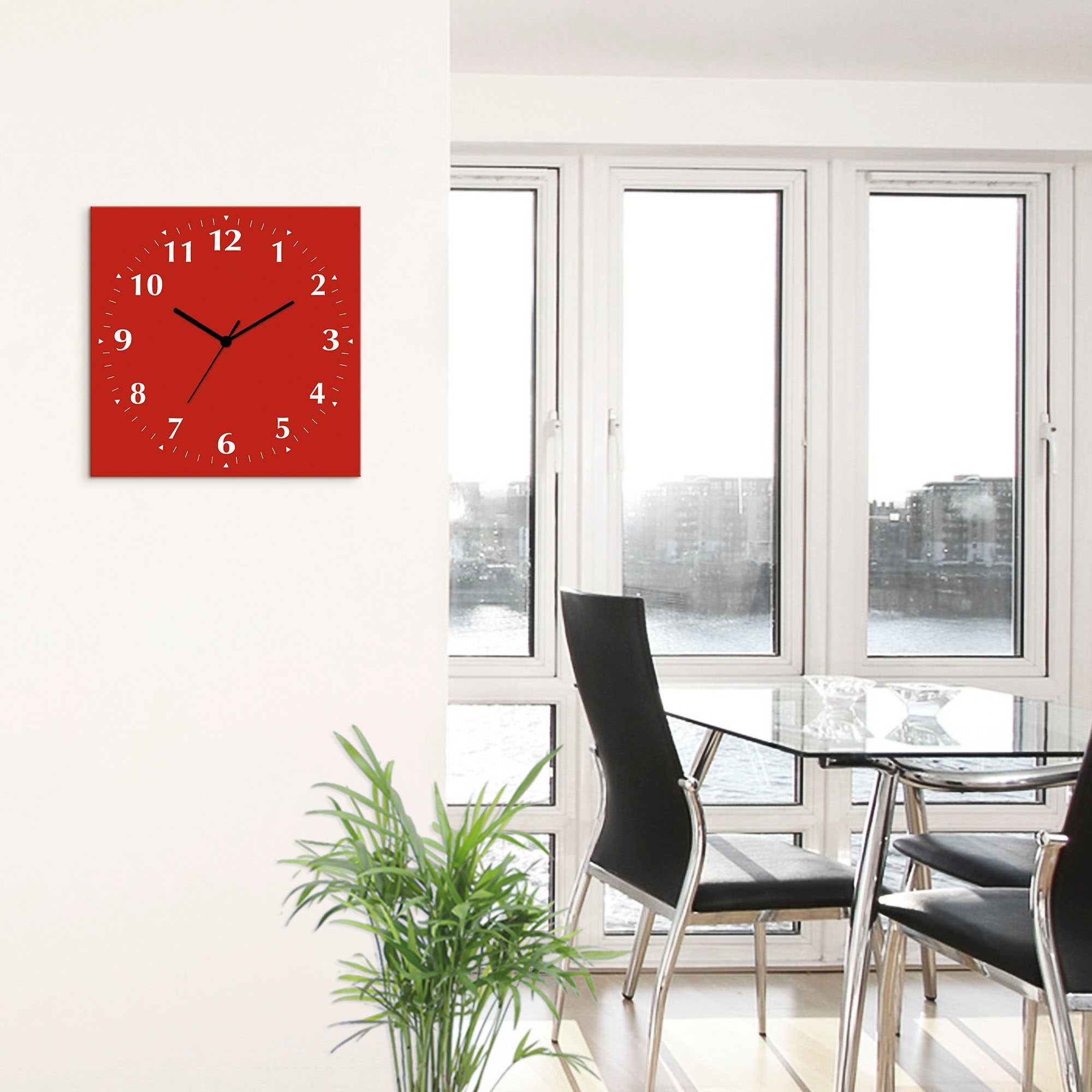 Wanduhr ARTLAND "Uni Trendfarben", rot, B:30cm H:30cm T:0,3cm, Wanduhren, Wanduhr, wahlweise mit Quarz- oder Funkuhrwerk, lautlos ohne Tickgeräusche 2