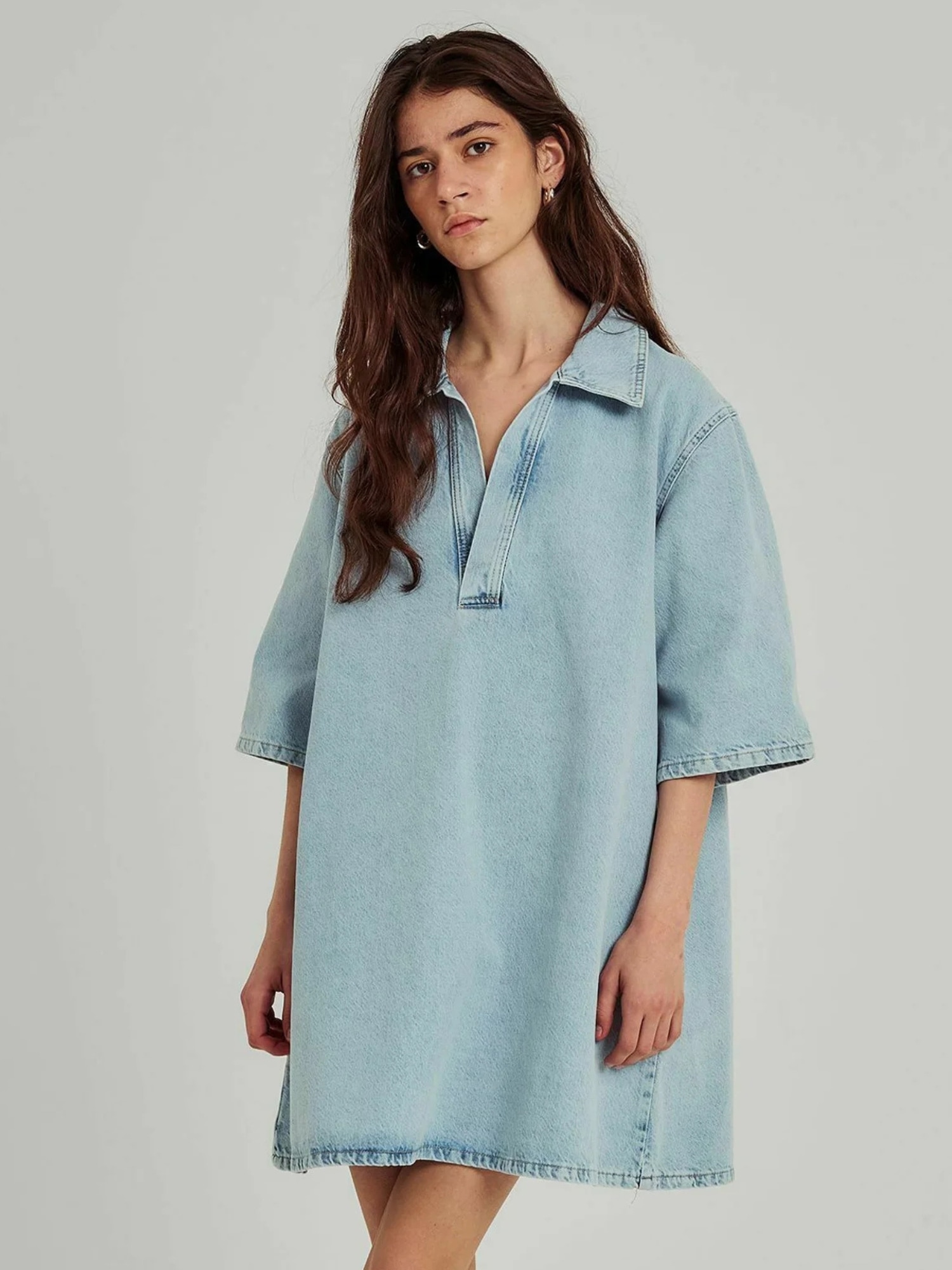 NORR Jeanskleid "NORR Dress Hannali V-neck Denim" günstig online kaufen