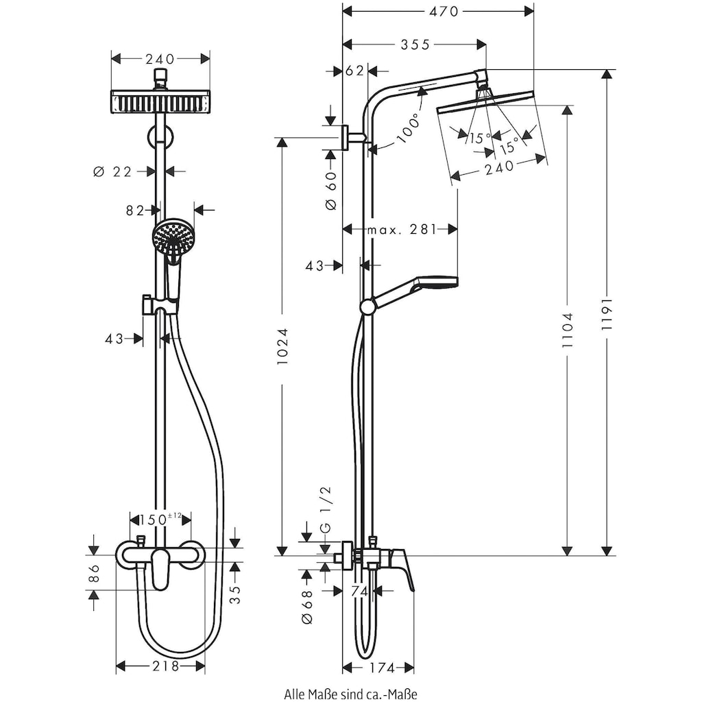 hansgrohe Duschsystem »Crometta E«, (Komplett-Set)