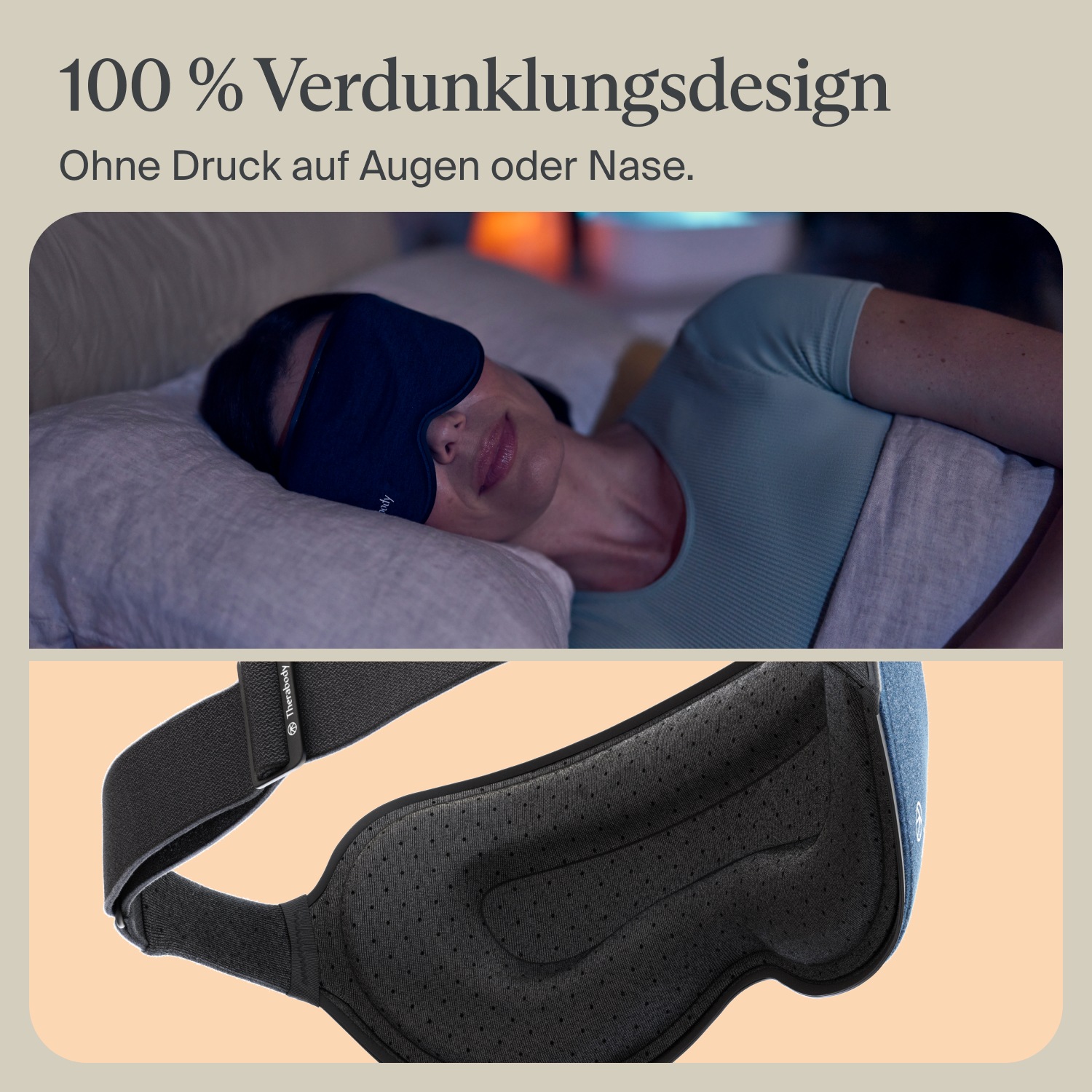 Therabody Gesichtsmassagegerät »SleepMask Verdunkelungs-Augenmaske, Vibrationen für besseren Schlaf«, 3 Vibrationsmuster, inkl. TheraMind-Sound, abnehmbar, waschbar