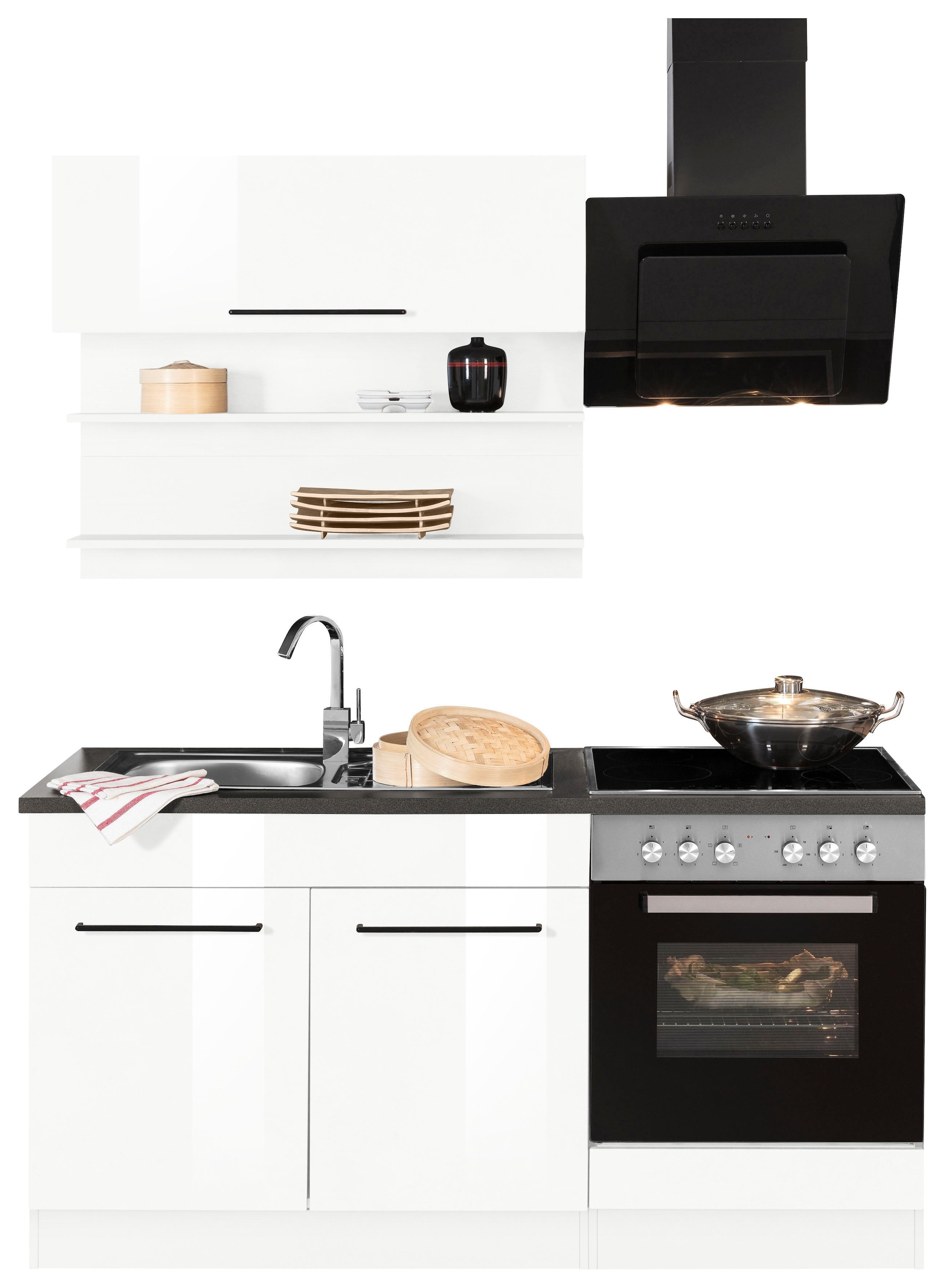 KOCHSTATION Küchenzeile »KS-Tulsa«, Breite 160 cm, schwarze Metallgriffe, hochwertige MDF Fronten