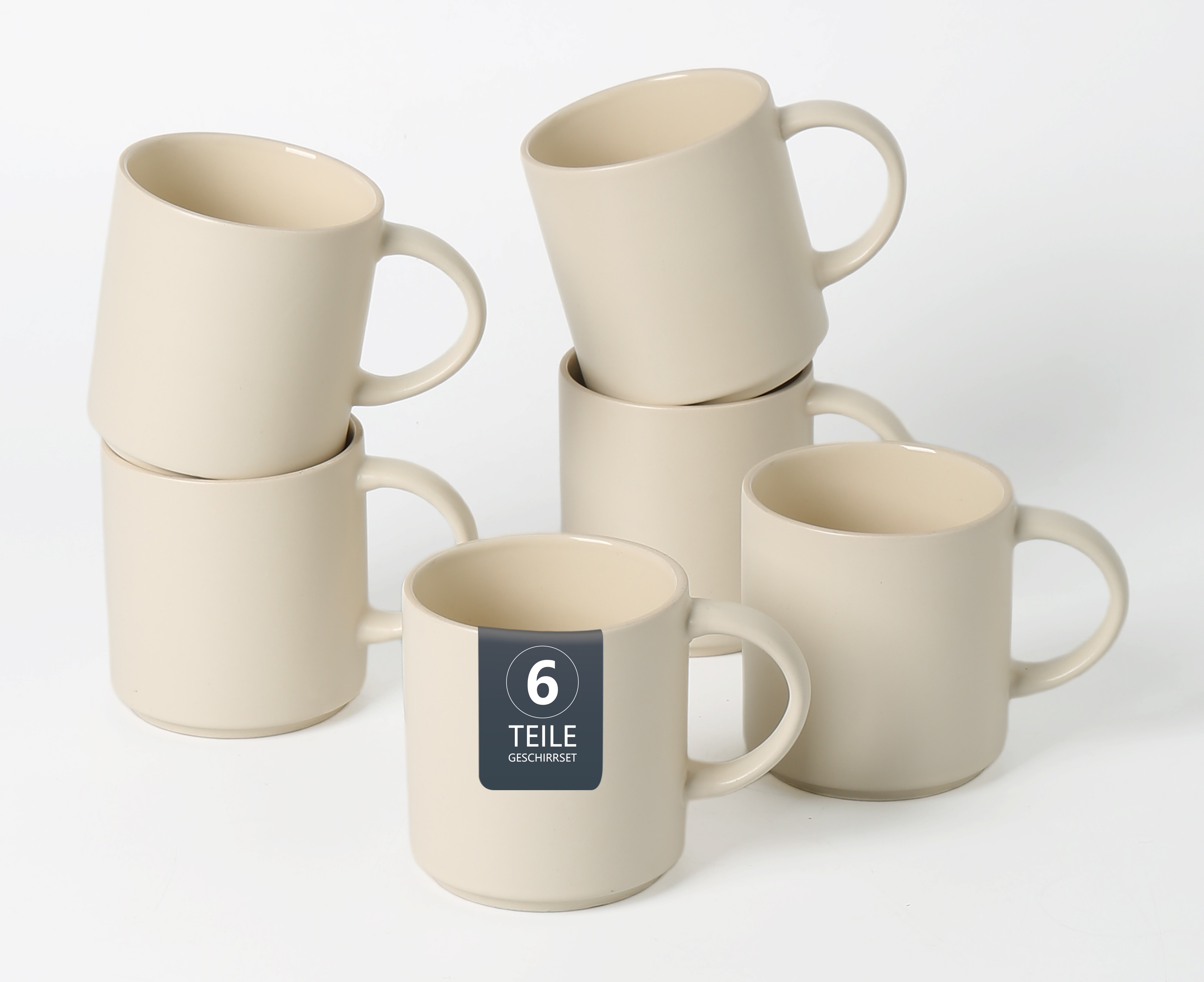 OTTO home Becher "Kaffeebecher Ylvii, 6er Set" spülmaschinenfest und mikrowellengeeignet, 350 ml