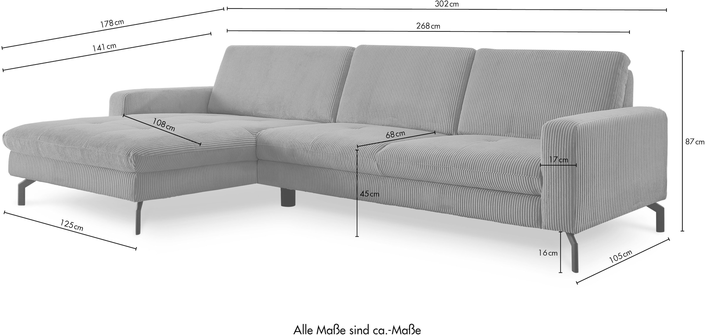 Die PlanBar Ecksofa »MP-IN20110 L-Form«, optional Sitztiefenverstellung, Kopfstützen, Bettfunktion und -kasten