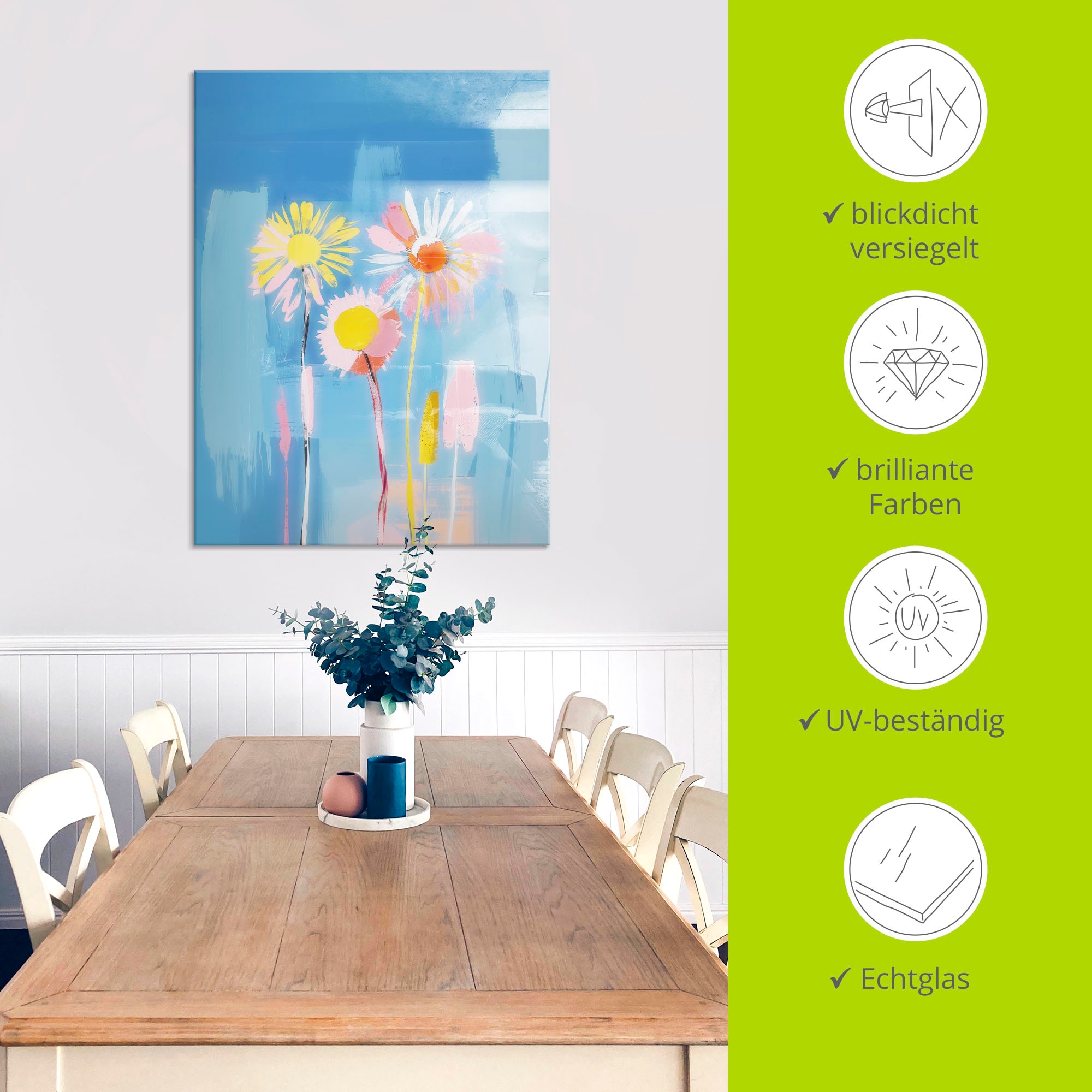 Artland Glasbild »Löwenzahn-Traumlandschaft« Blumenbilder 1 Stk. tlg. in verschiedenen Größen