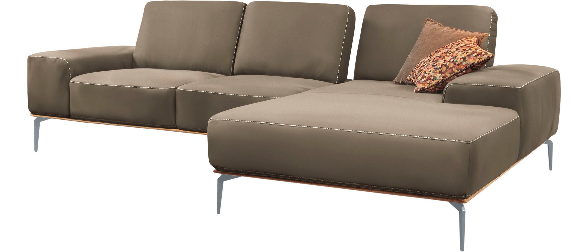 Thumbnail - W.SCHILLIG Ecksofa "run, Designsofa mit tollem Sitzkomfort, bequem, L-Form", mit elegantem Holzsockel, Füße in Silber ma...
