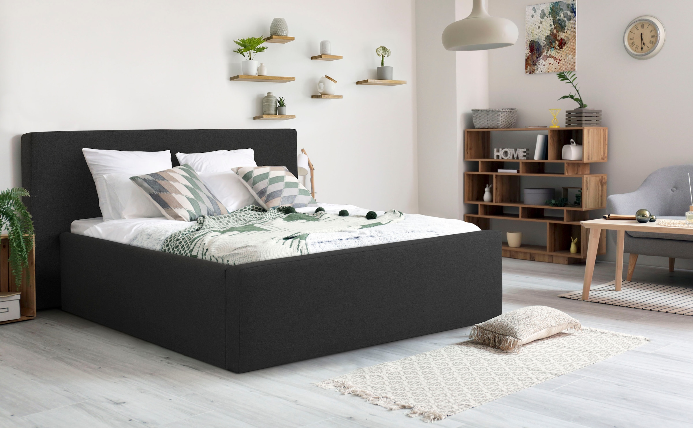 Home affaire Polsterbett "Dalina" geradliniges Kopfteil, in 5 Breiten, auch günstig online kaufen