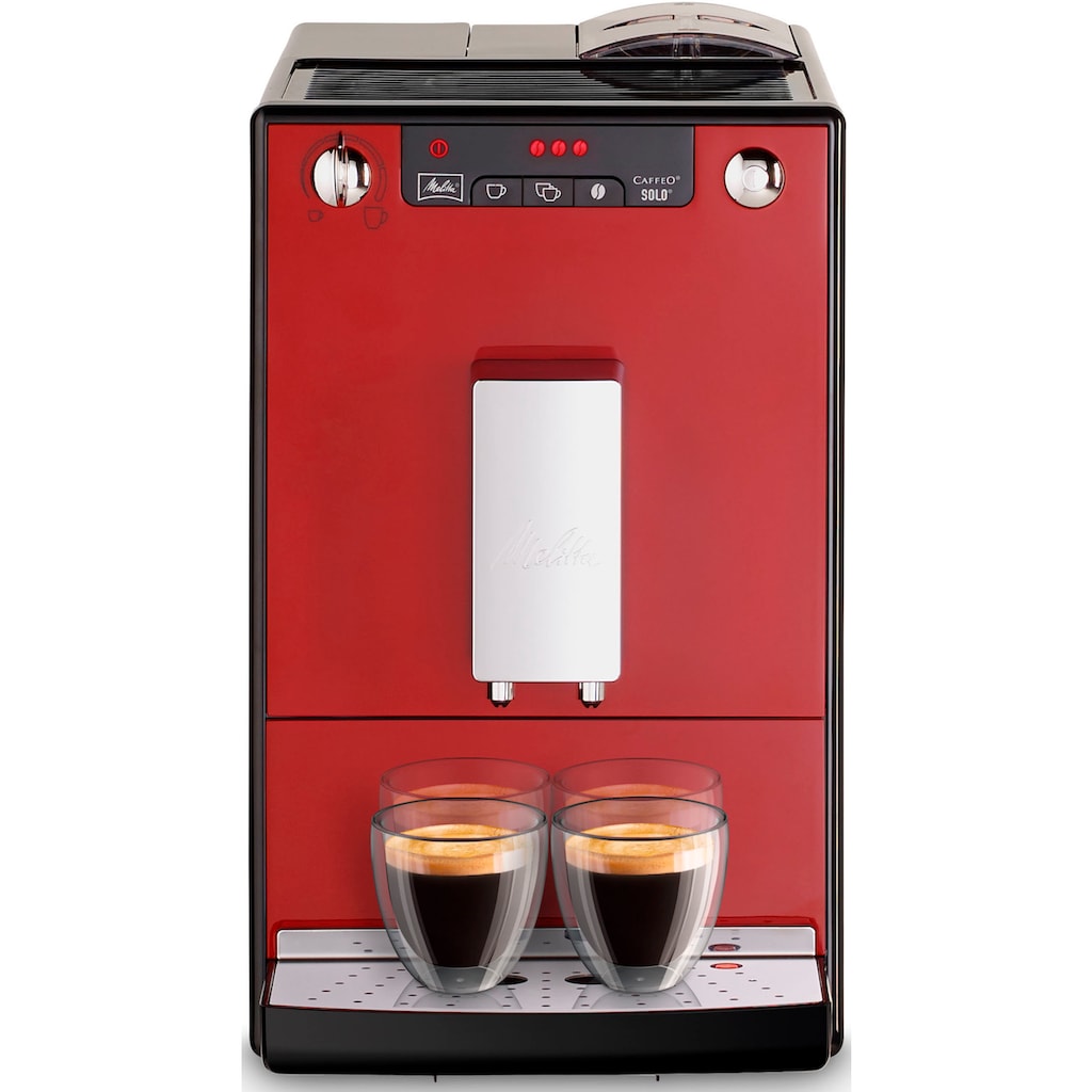 Melitta Kaffeevollautomat »Solo® E950-204, chili-red«, Perfekt für Café crème & Espresso, nur 20cm breit