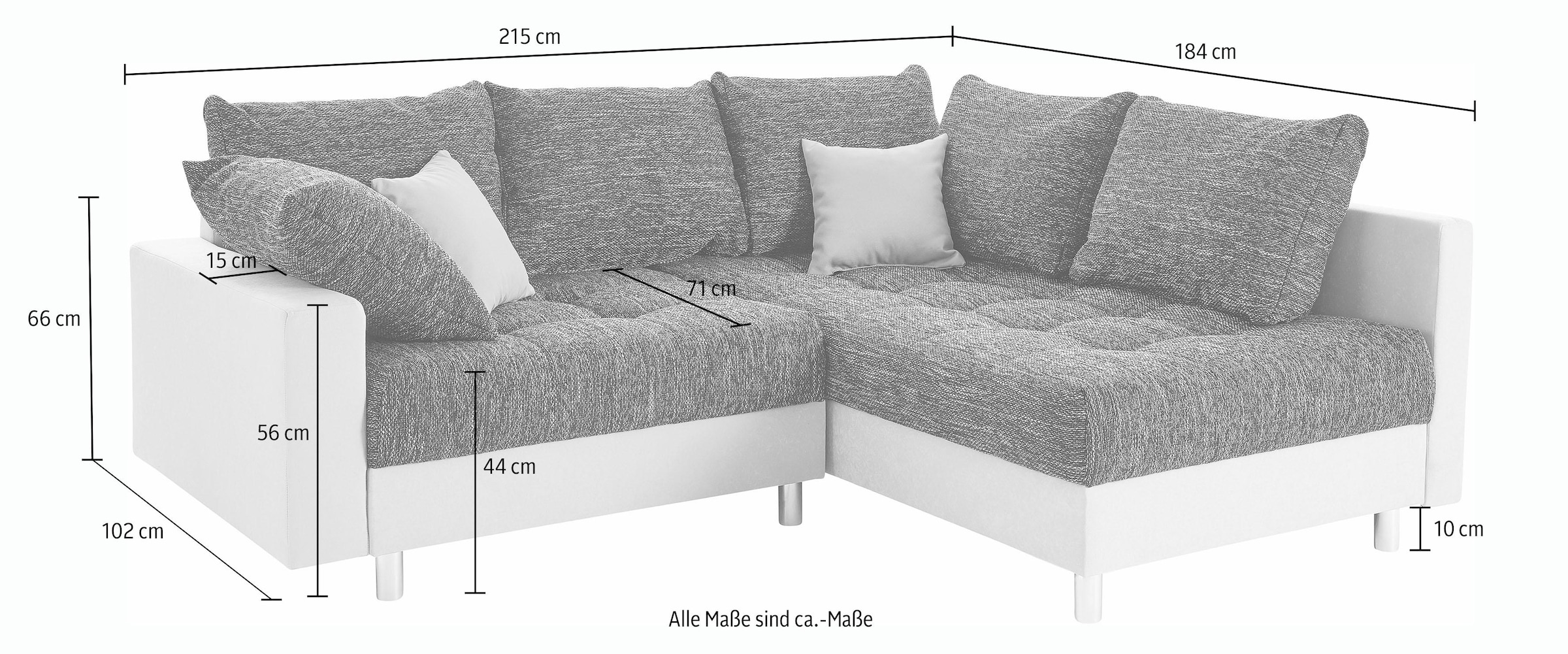 COLLECTION AB Ecksofa »Antonia L-Form«, mit Federkern und zusätzlichem Hocker