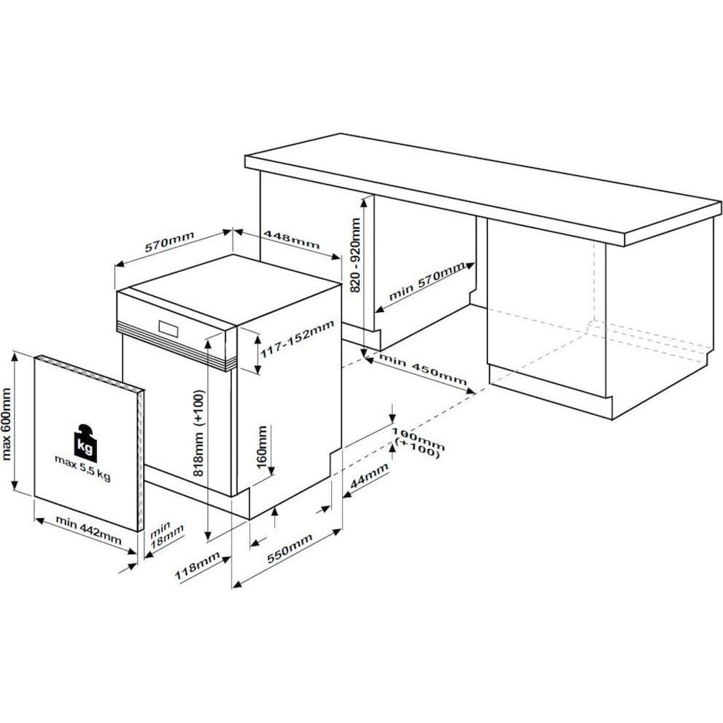 BEKO teilintegrierbarer Geschirrspüler »DSS28021X«, DSS28021X, 11 Maßgedecke