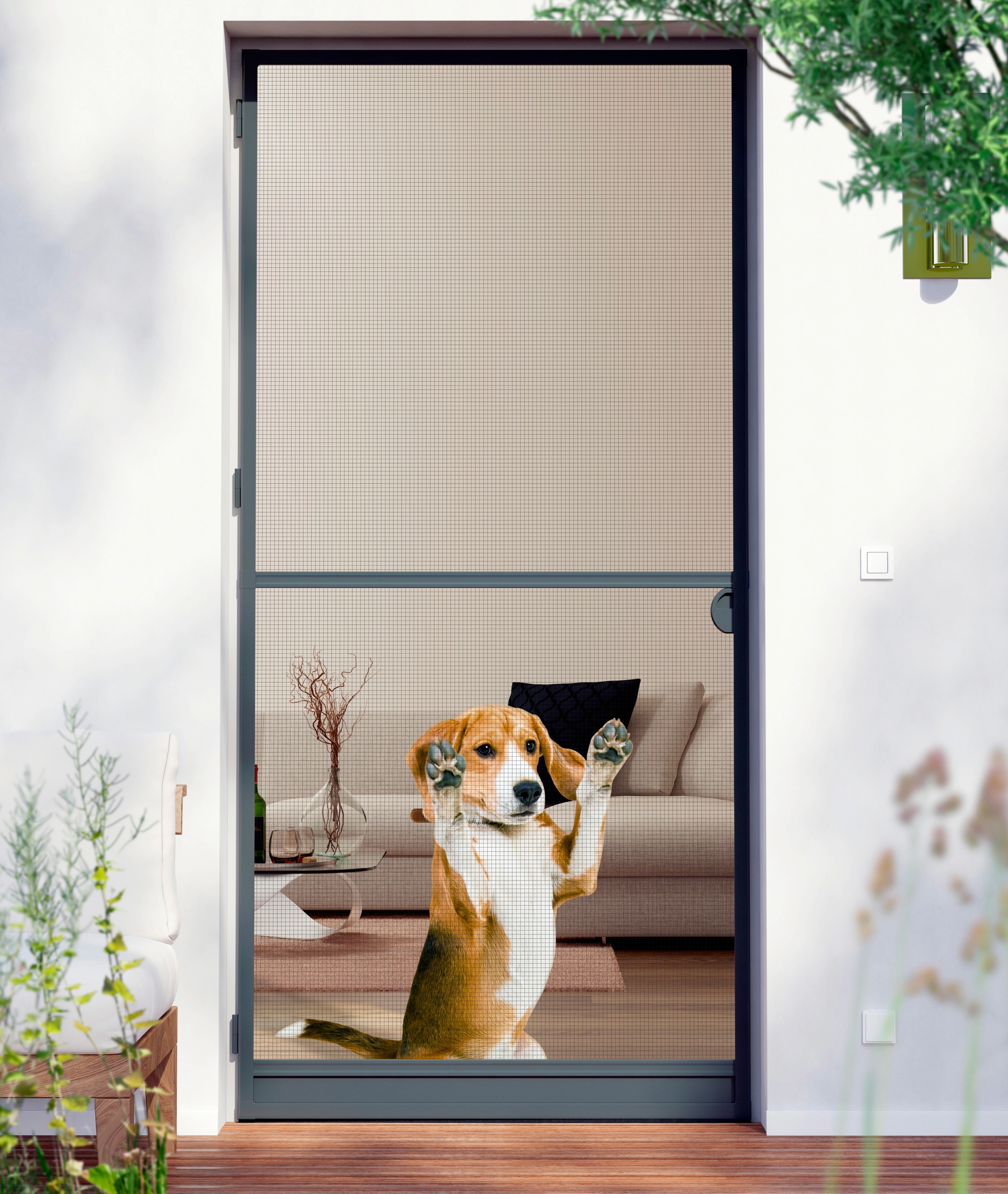 Windhager Fliegengitter-Gewebe "Pet-Protect mit Krallenschutz für Terrassen-, Balkontüren und Fenster" 1 Stk. tlg. Insektenschutz verstärkt für Haustiere, Katze, Hund, 110 x 220 cm