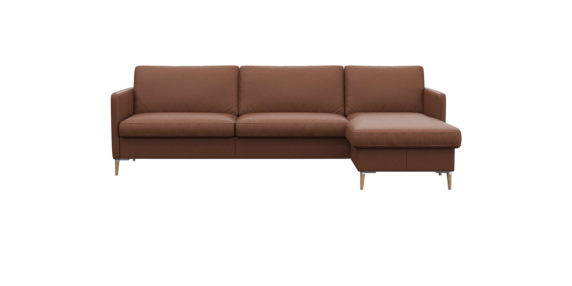 Ecksofa FLEXLUX, B:247cm H:85cm T:92cm, braun, 100% Echteder, Wohnzimmer, Sofas, "Fiore, super Sitzkomfort durch Kaltschaum im Sitz, L-Form", schmale