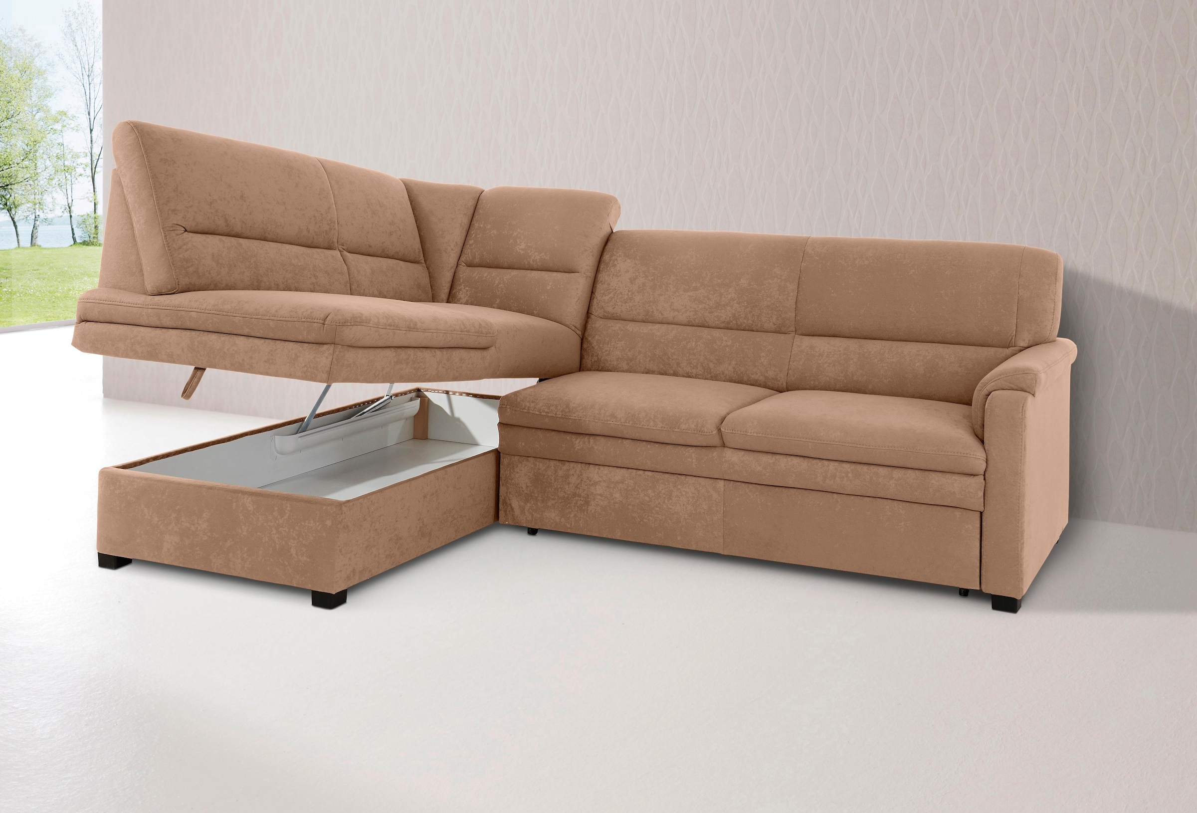 sit&more Ecksofa »Pisa L-Form«, mit Federkern, wahlweise mit Bettfunktion