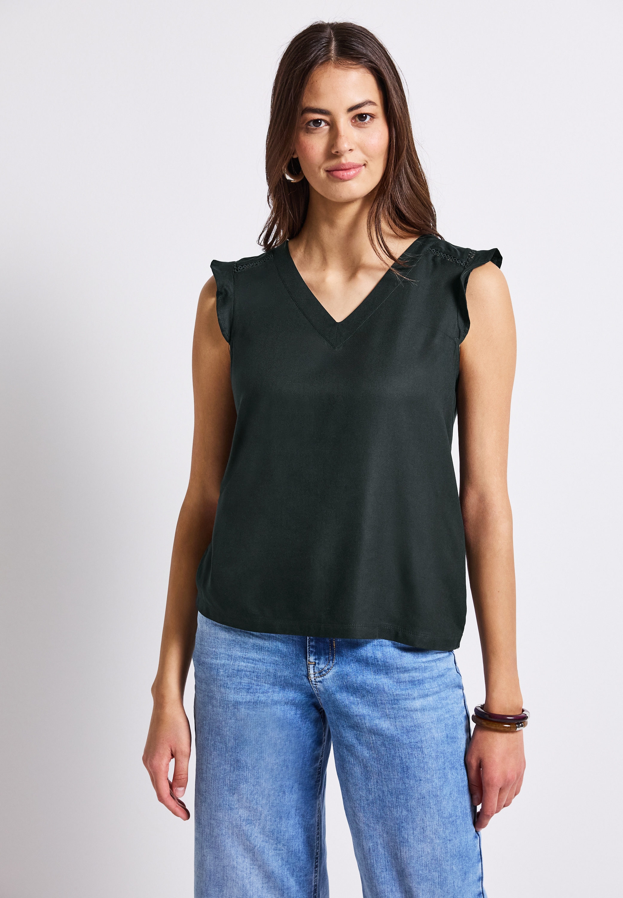 STREET ONE Spitzentop, aus elastischem Materialmix günstig online kaufen