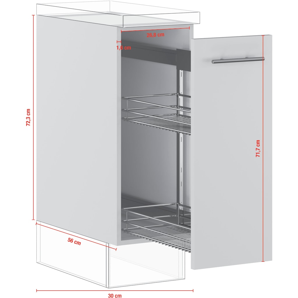 IMPULS KÜCHEN Auszugsunterschrank »"Prag und Valencia", Breite/Höhe: 30/72,3 cm«