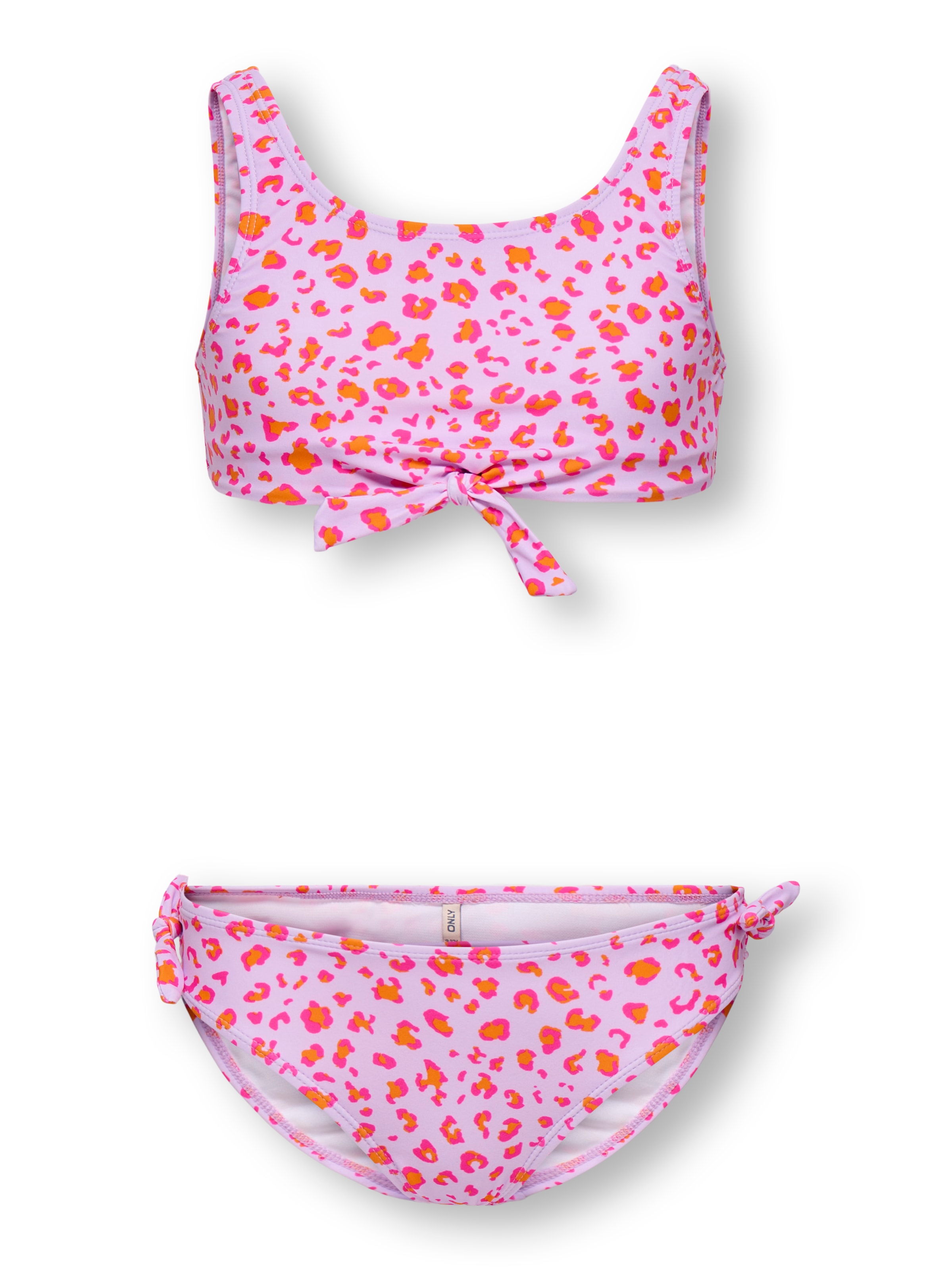 KIDS ONLY Mädchen Bustier-Bikini "KOGBEACH KNOT BIKINI SET ACC"oriole aop:little leo, Gr. 146, bedruckt, Mesh, Polyamid, Bikini-Sets, mit dekorativen