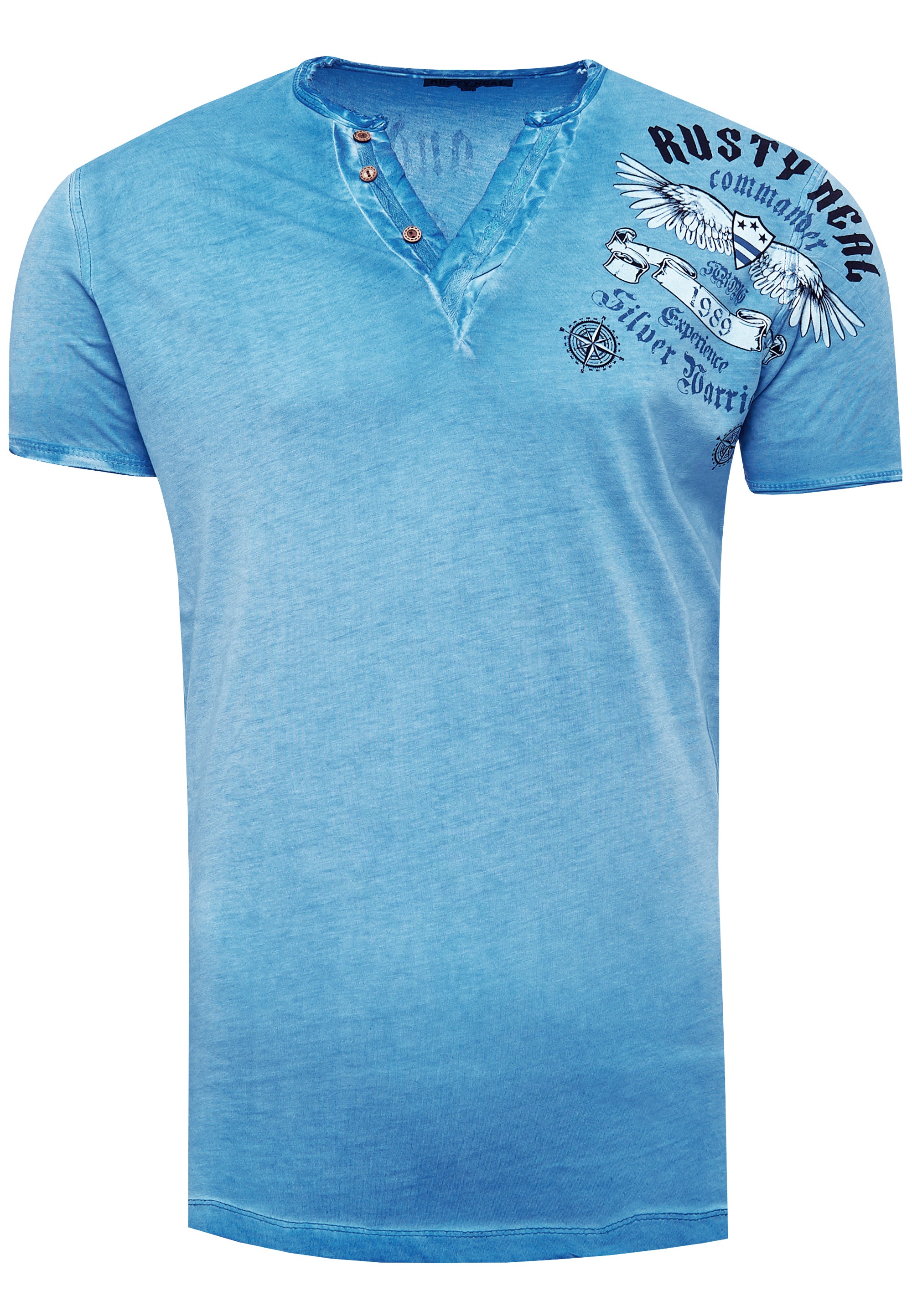 Rusty Neal T-Shirt, mit modischer Knopfleiste