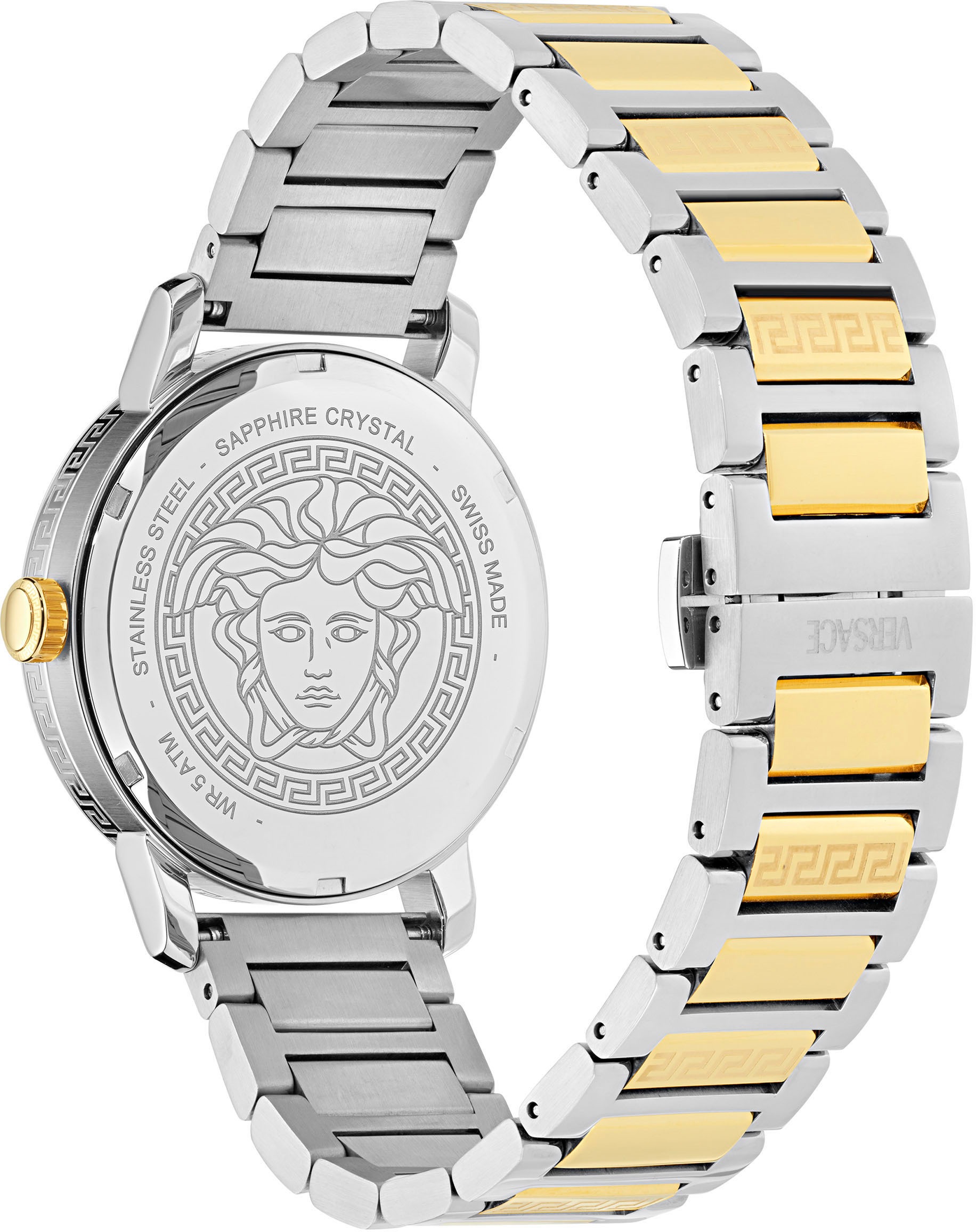 Versace Quarzuhr »V-HELIX«, Armbanduhr, Herrenuhr, Swiss Made, Saphirglas, Edelstahlarmband,analog