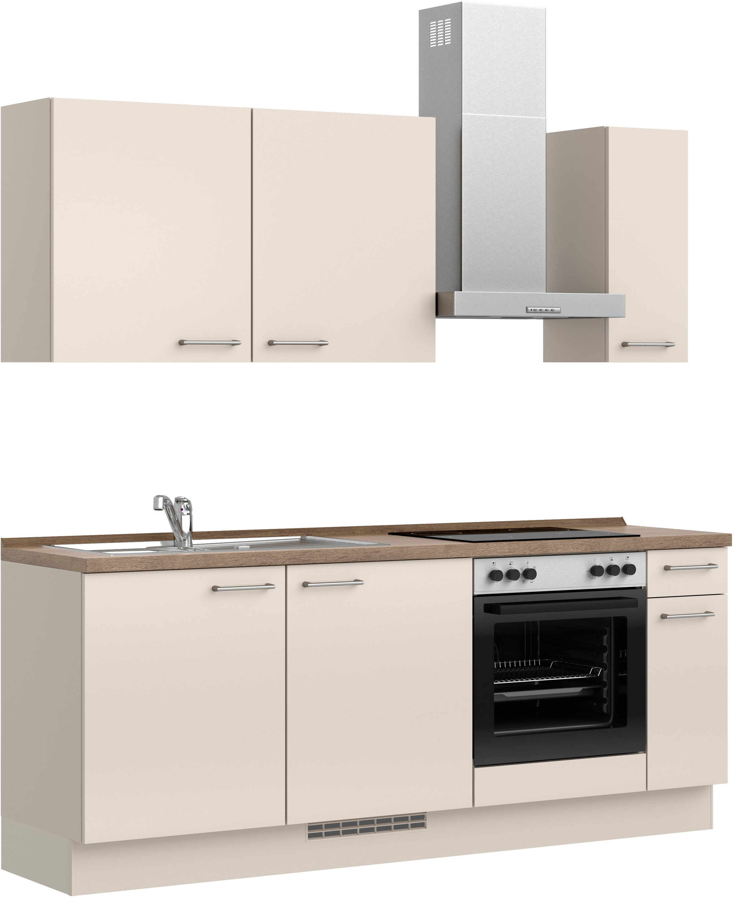 nobilia® Küchenzeile »"Laser I", Breite 210 cm, Ausrichtung wählbar«, vormontiert, wahlw. mit unterschiedlichen E-Geräten-Sets