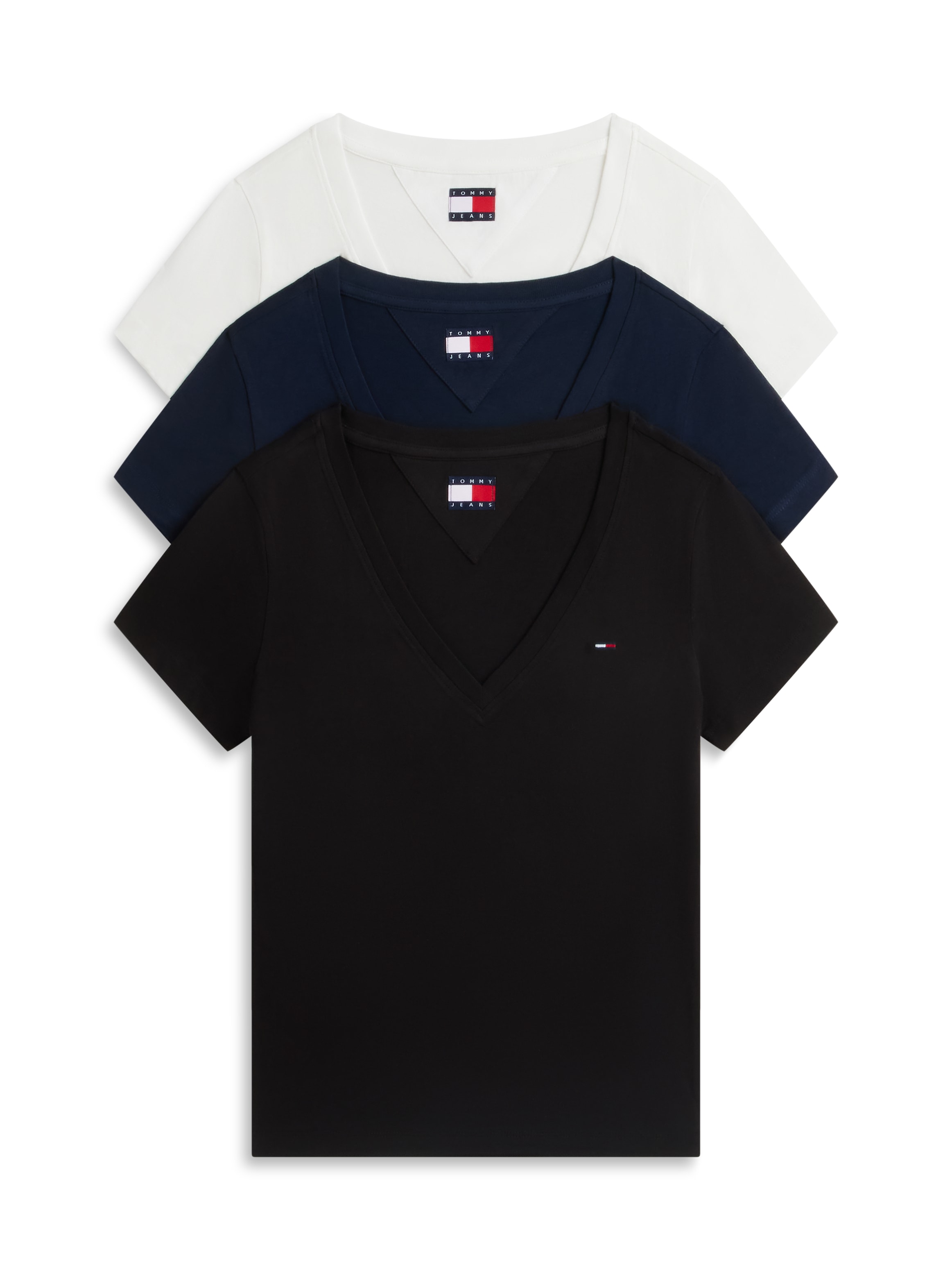 Tommy Jeans V-Shirt "TJW 3PACK V-NECK TEE" Packung, 3er-Pack, 3 Baumwolle, V-Ausschnitt, 3 Stück im Set