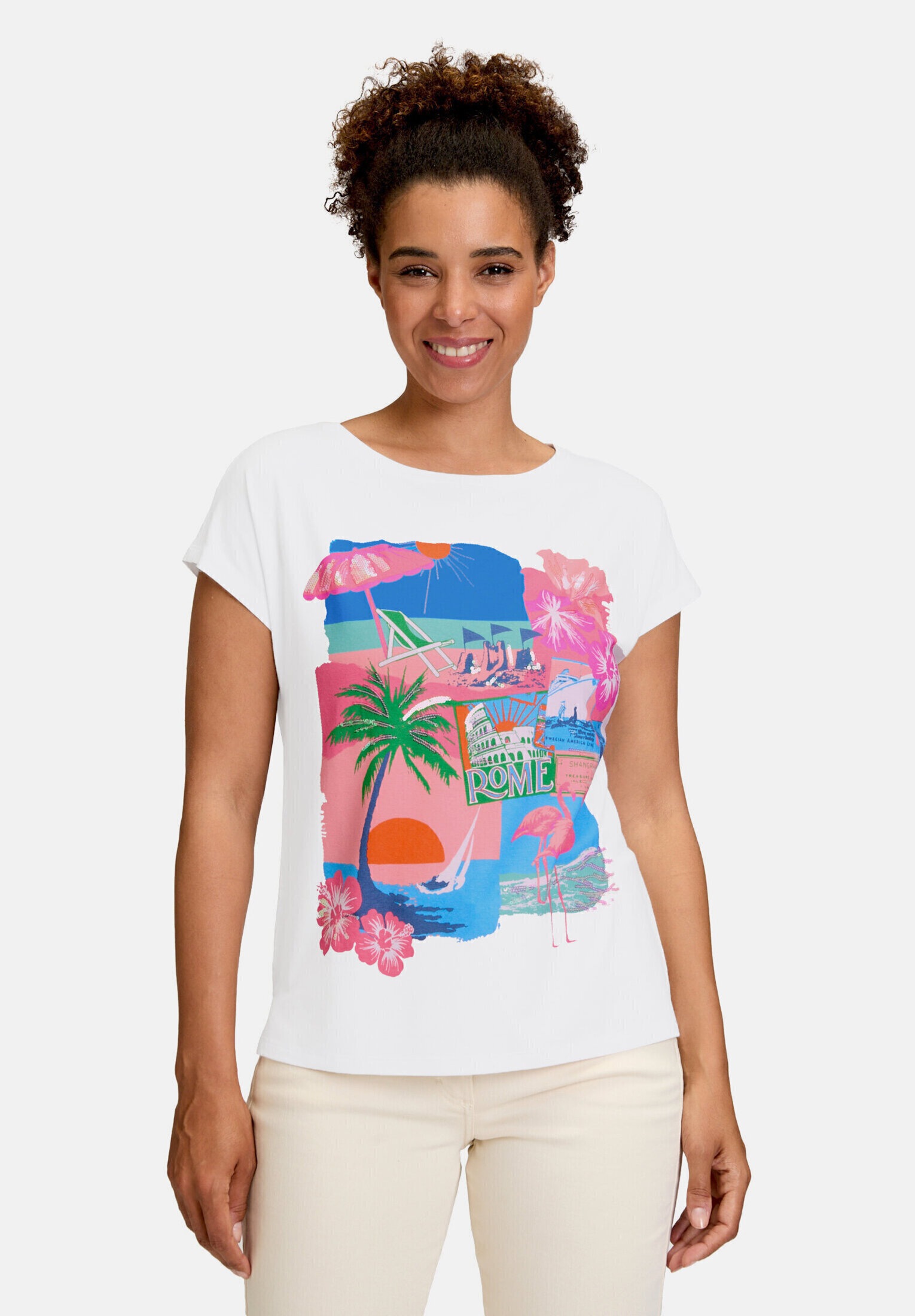 Betty Barclay Kurzarmshirt »Damen mit Aufdruck« 1 Stk. Pailletten