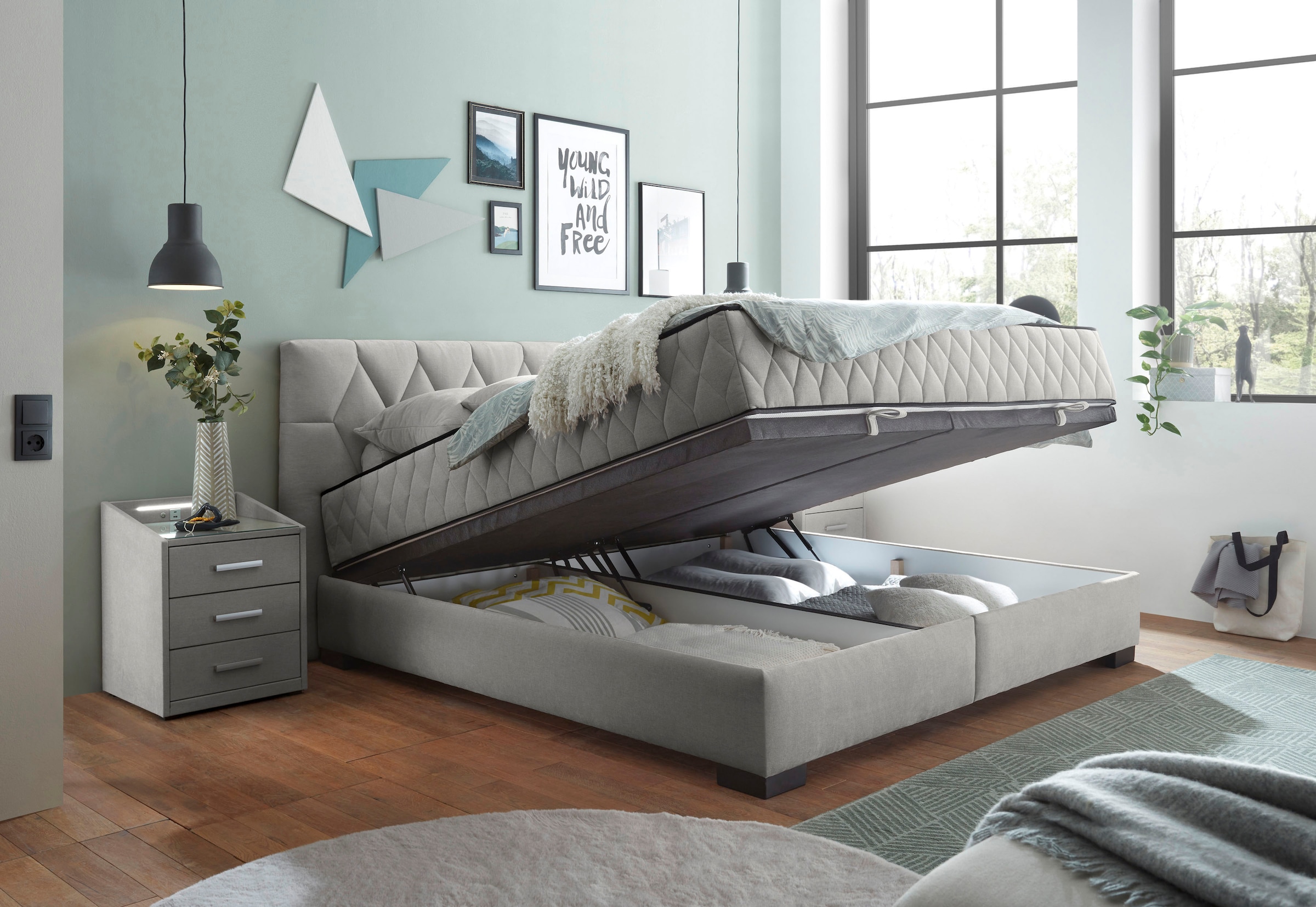 ED EXCITING DESIGN Boxbett »Nagol«, mit Bettkasten, mit Wendematratze, erhältlich in verschiedenen Breiten