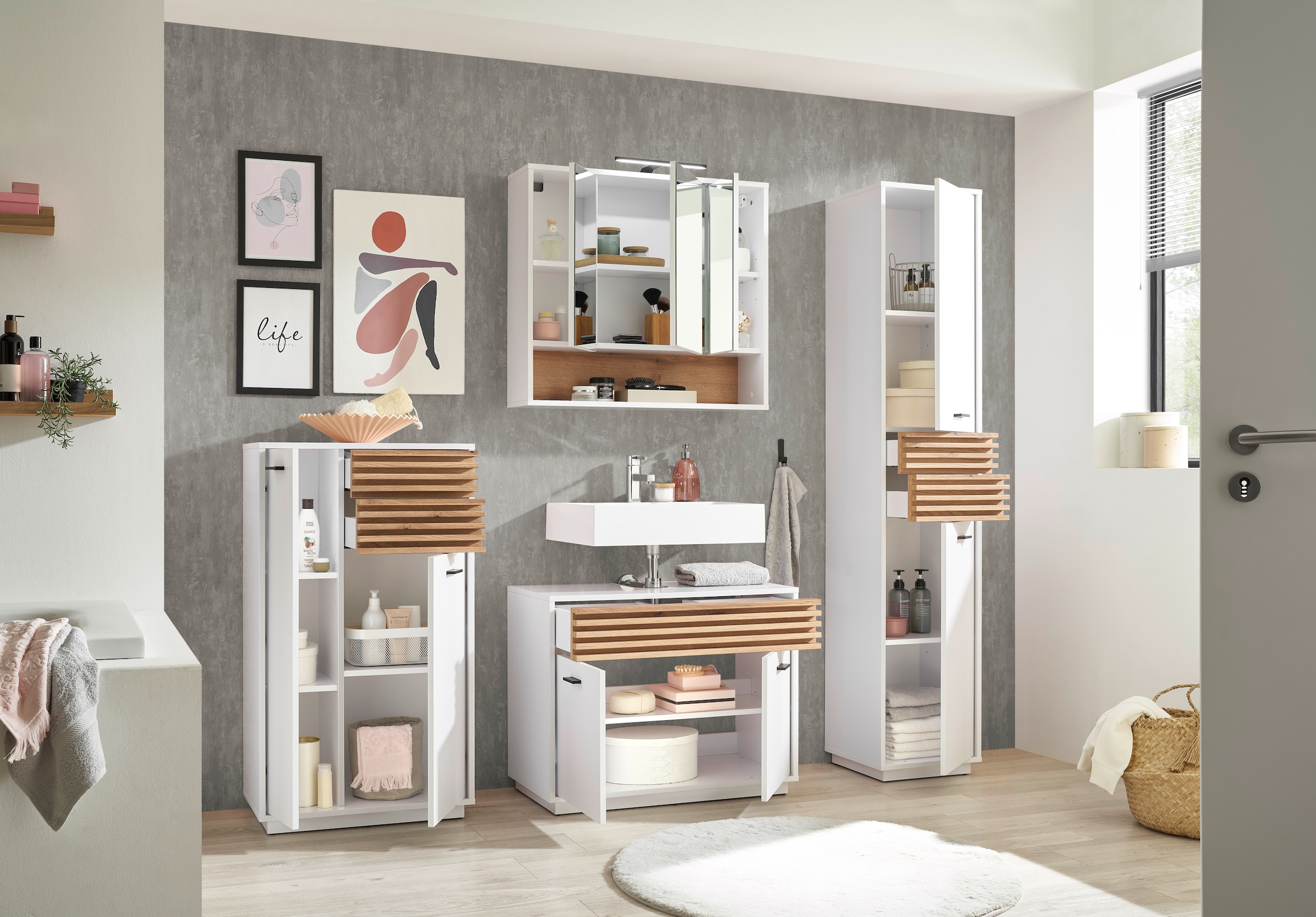 BASIC by Balculina Midischrank »Liguria B/H/T 60x106x35 cm« 1 Stk. tlg. Breite 60cm, Unterflurauszug, FSC-Mix 70%