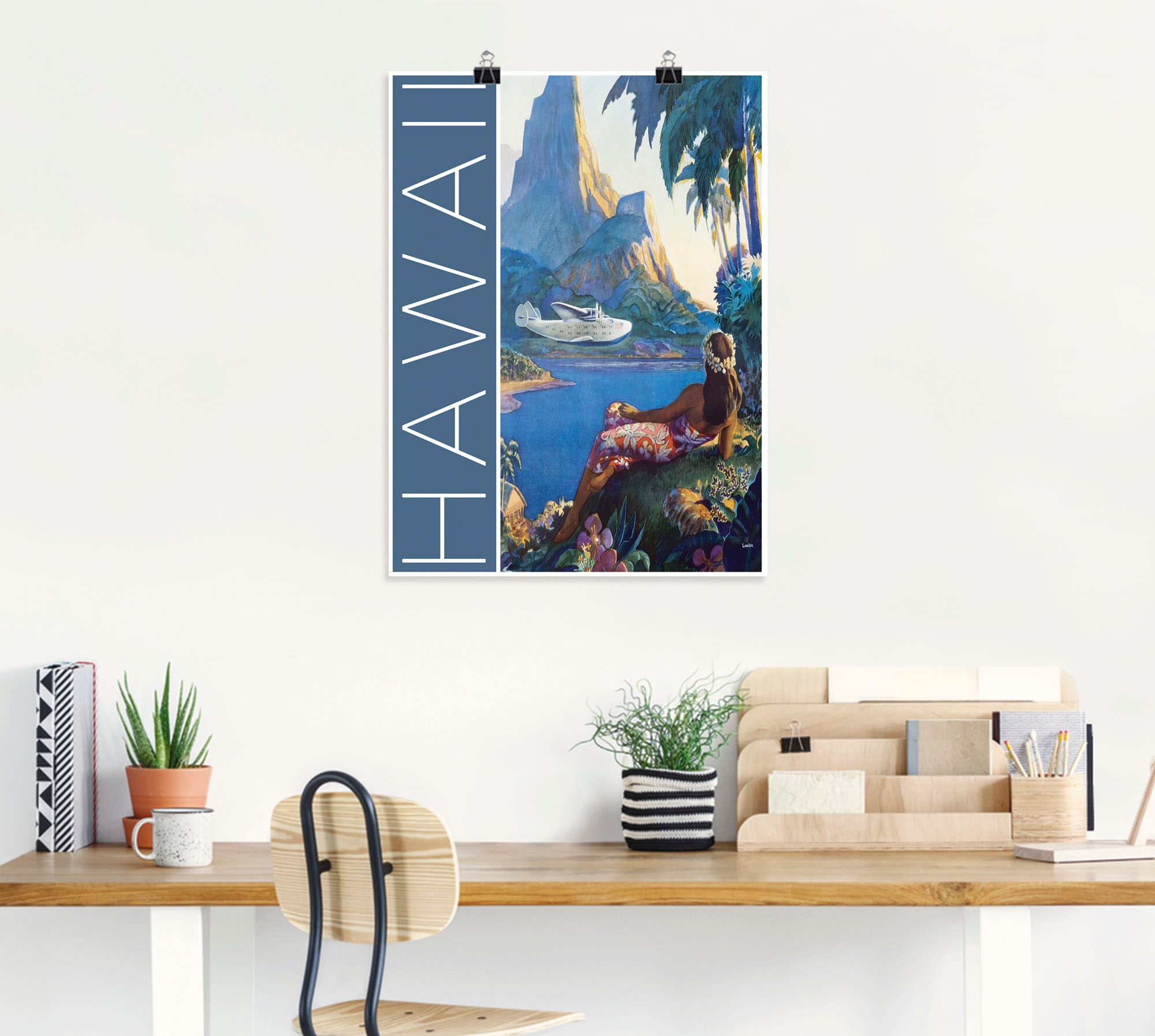 Poster »Hawaii Vintage Reiseplakat«, Amerika, (1 St.), als Alubild, Leinwandbild,...