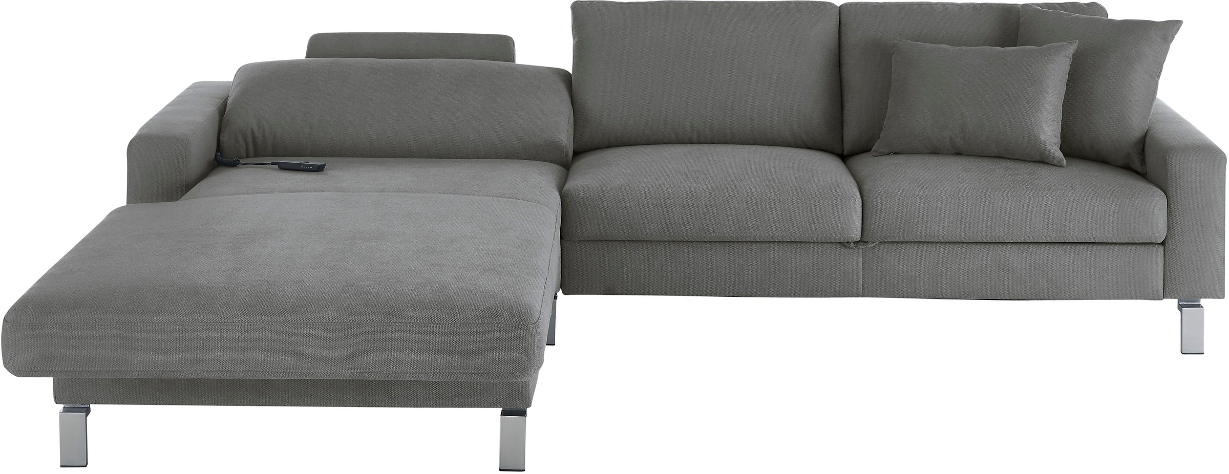 3C Candy Ecksofa »Lecce, wahlweise PUR-Schaumstoff oder Tonnentaschenfederkern«, Bett im 2,5-Sitzer, teilmotorische Schlaffunktion im Longchair, L-Form