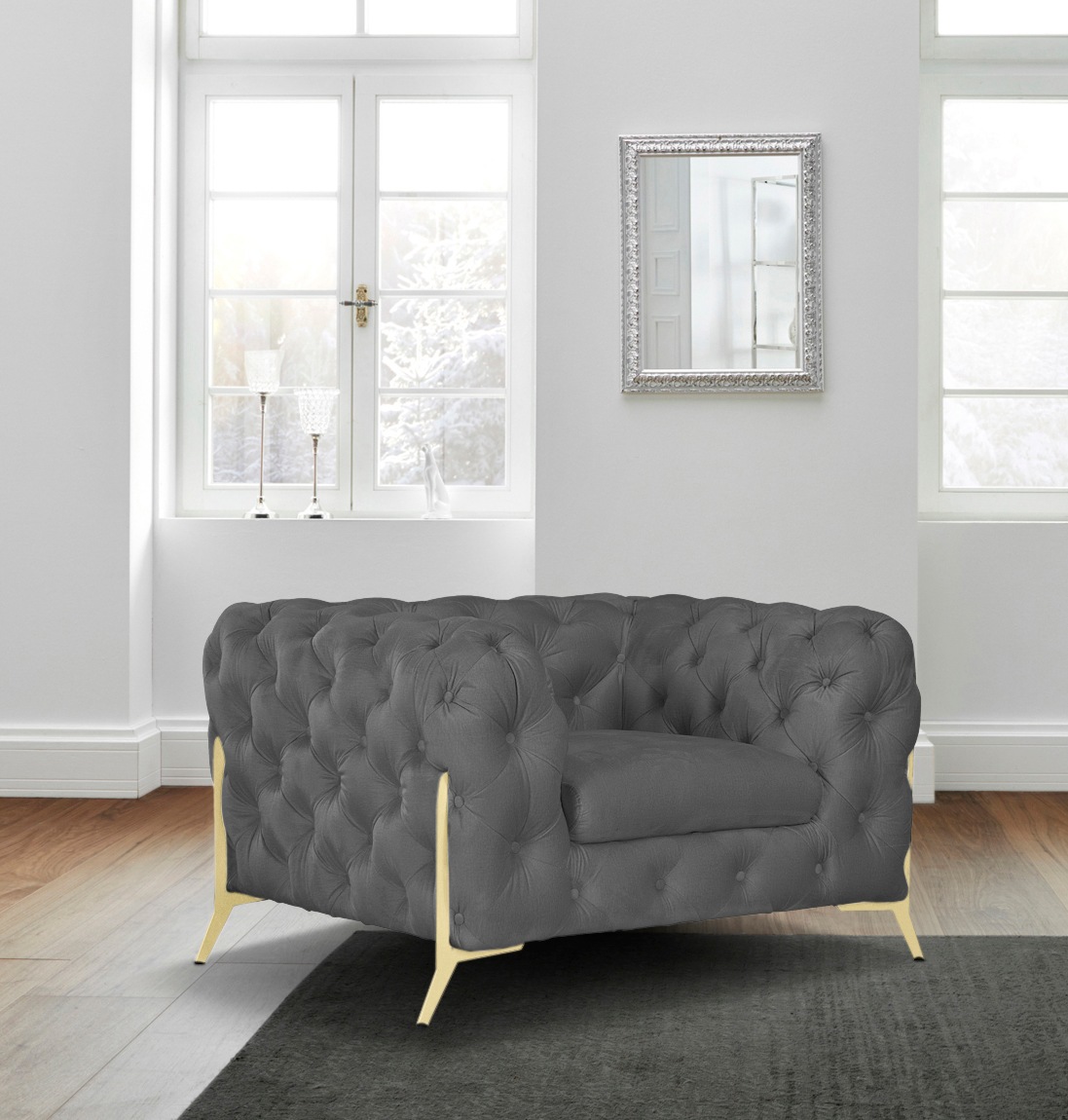 Leonique Chesterfield-Sessel »Amaury Sessel«, aufwändige Knopfheftung, moderne Chesterfield Optik, Fußfarbe wählbar