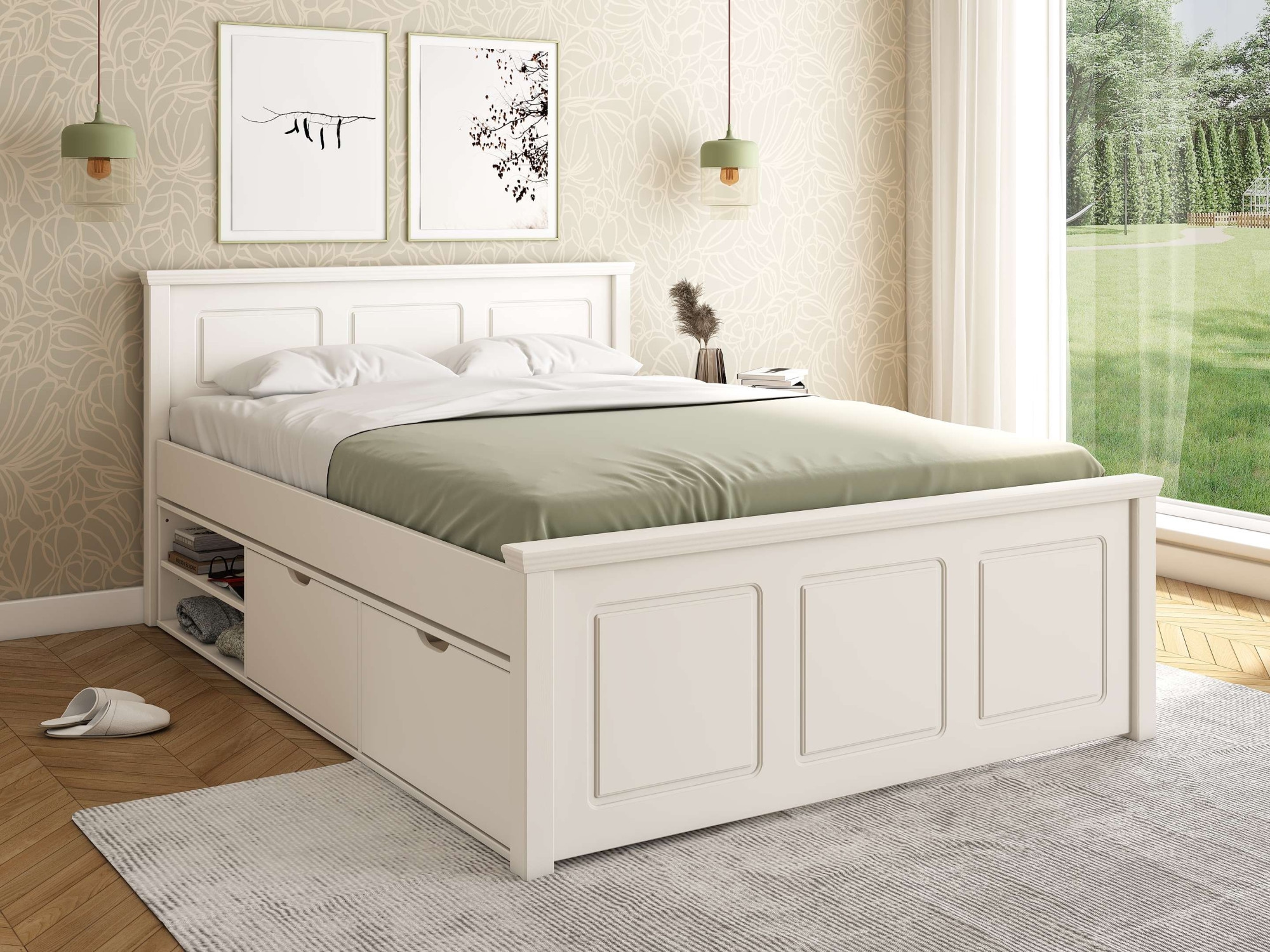 OTTO home Stauraumbett »Svea« B/T/H: 150/211/93 cm,  inklusive Lattenrost, Bettschubkasten, FSC® zertifiziert